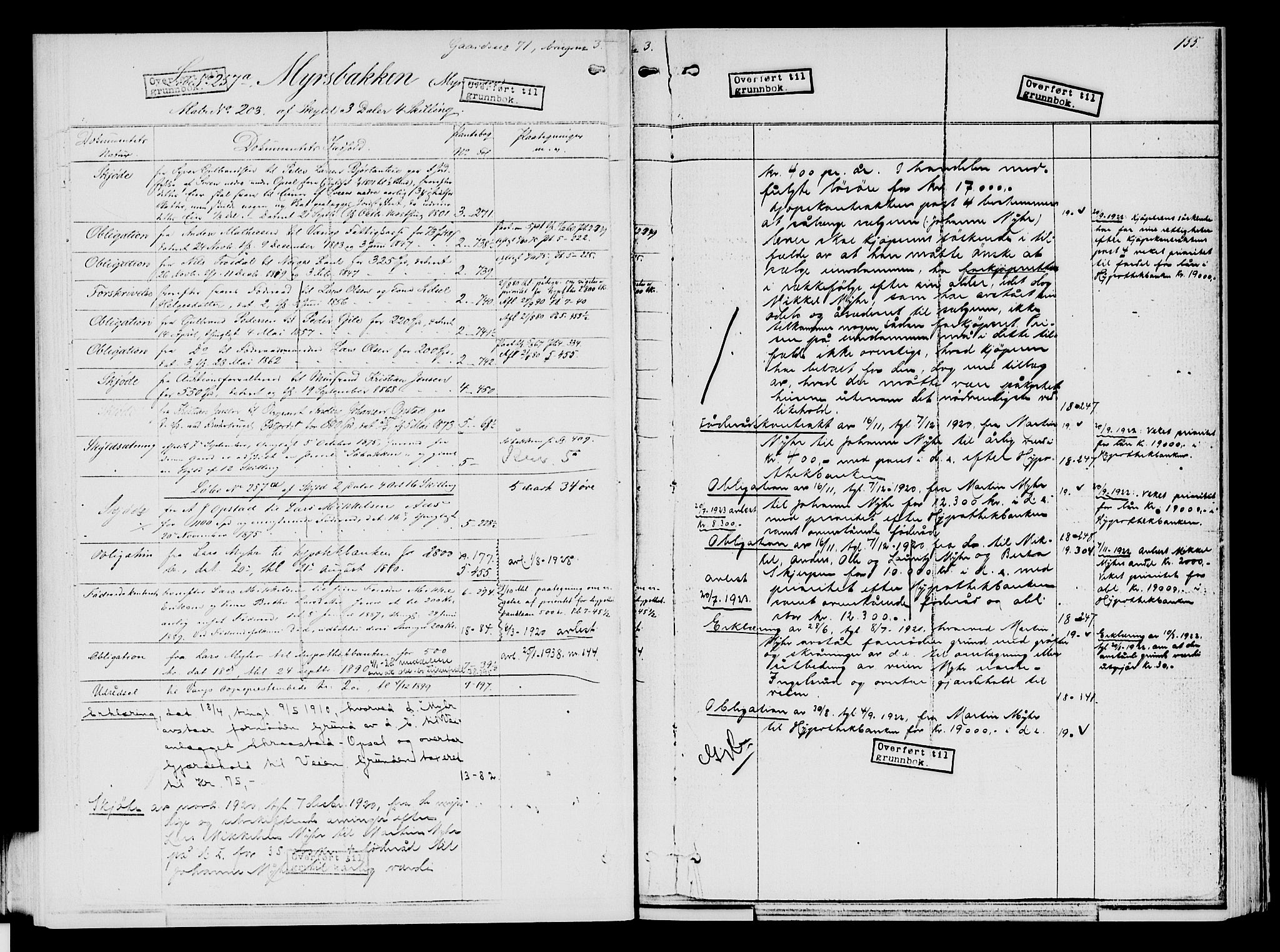 Nord-Hedmark sorenskriveri, SAH/TING-012/H/Ha/Had/Hade/L0001A: Mortgage register no. 4.1a, 1871-1940, p. 155