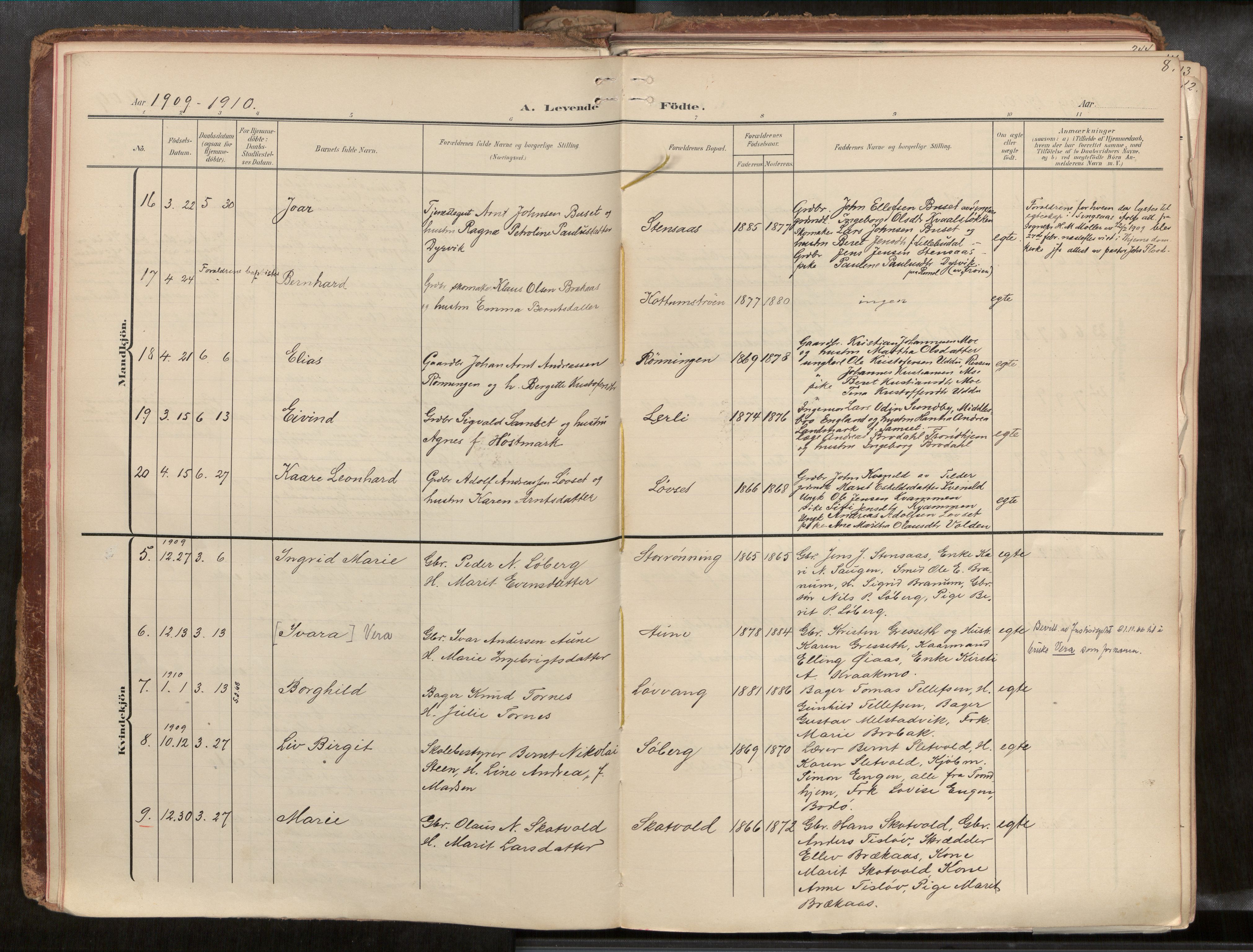 Ministerialprotokoller, klokkerbøker og fødselsregistre - Sør-Trøndelag, SAT/A-1456/691/L1085b: Parish register (official) no. 691A18, 1908-1930, p. 8
