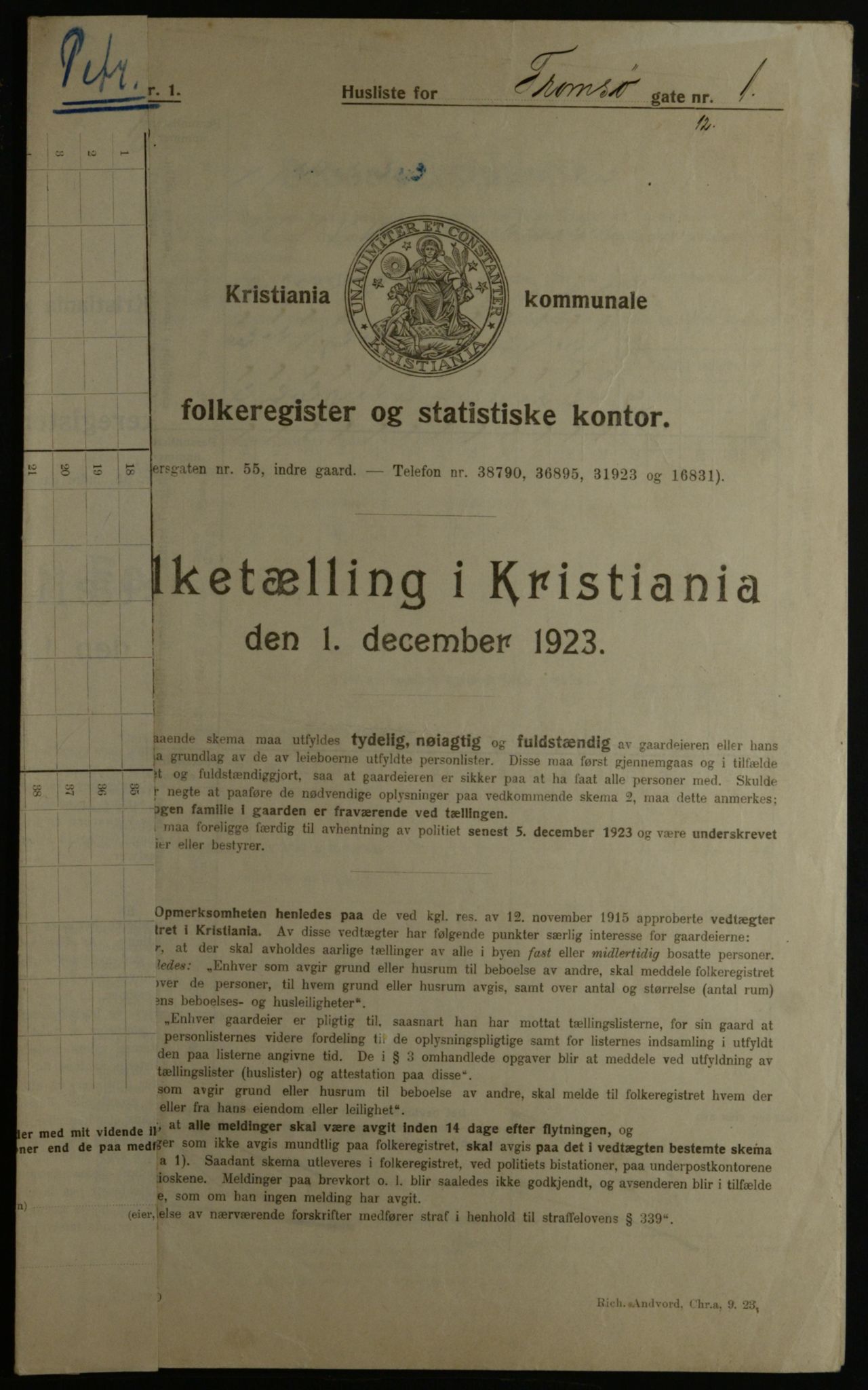 OBA, Municipal Census 1923 for Kristiania, 1923, p. 127359