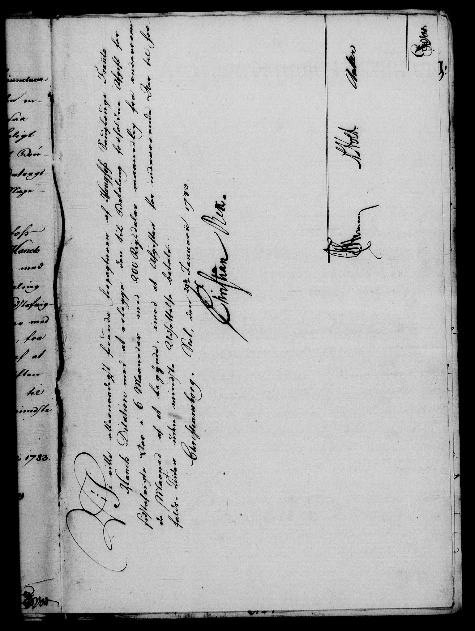 Rentekammeret, Renteskriverkontorene, AV/RA-EA-3115/M/Mf/Mfa/L0005: Resolusjonsprotokoll med register (merket RK 54.5), 1783