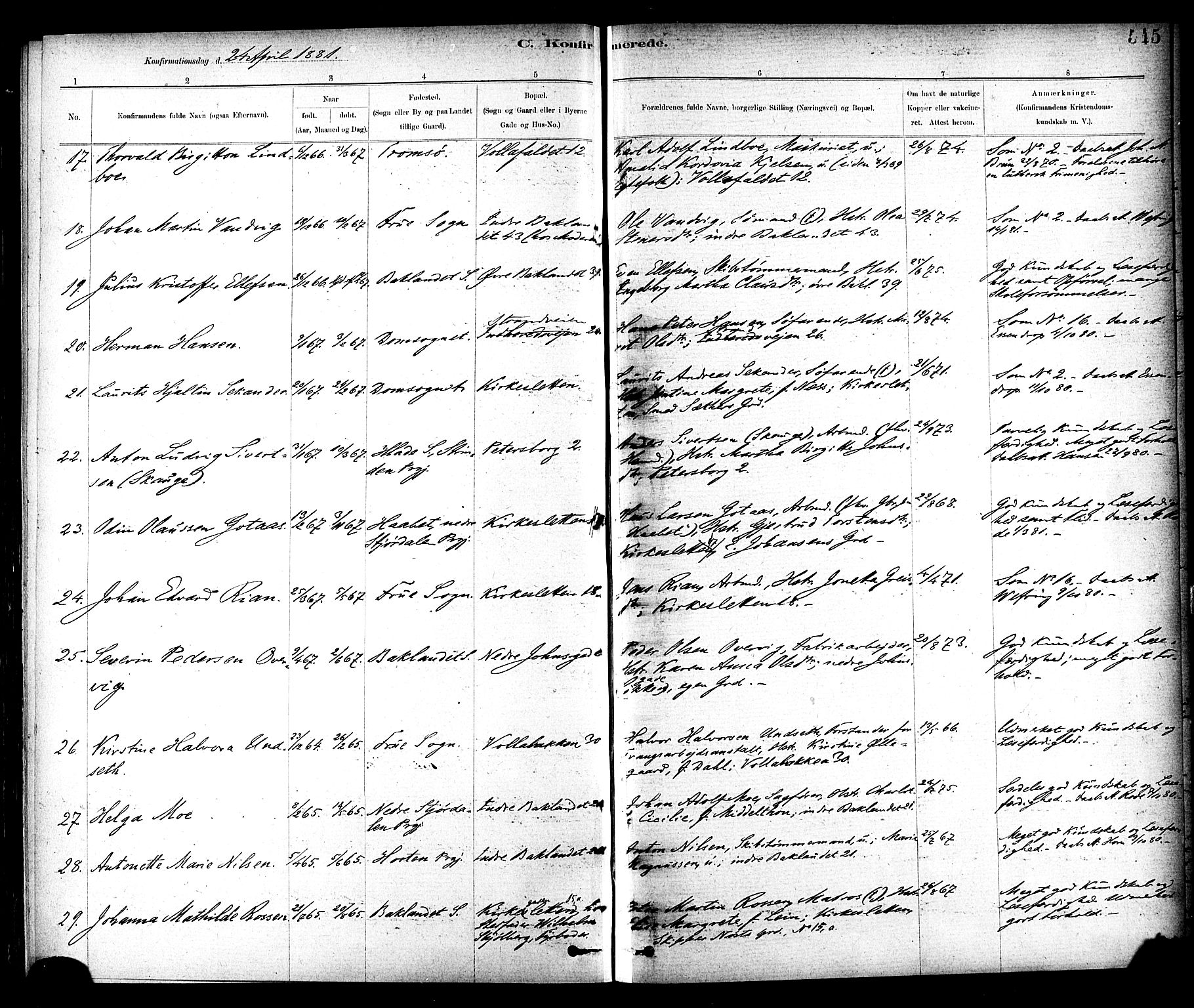 Ministerialprotokoller, klokkerbøker og fødselsregistre - Sør-Trøndelag, SAT/A-1456/604/L0188: Parish register (official) no. 604A09, 1878-1892, p. 545