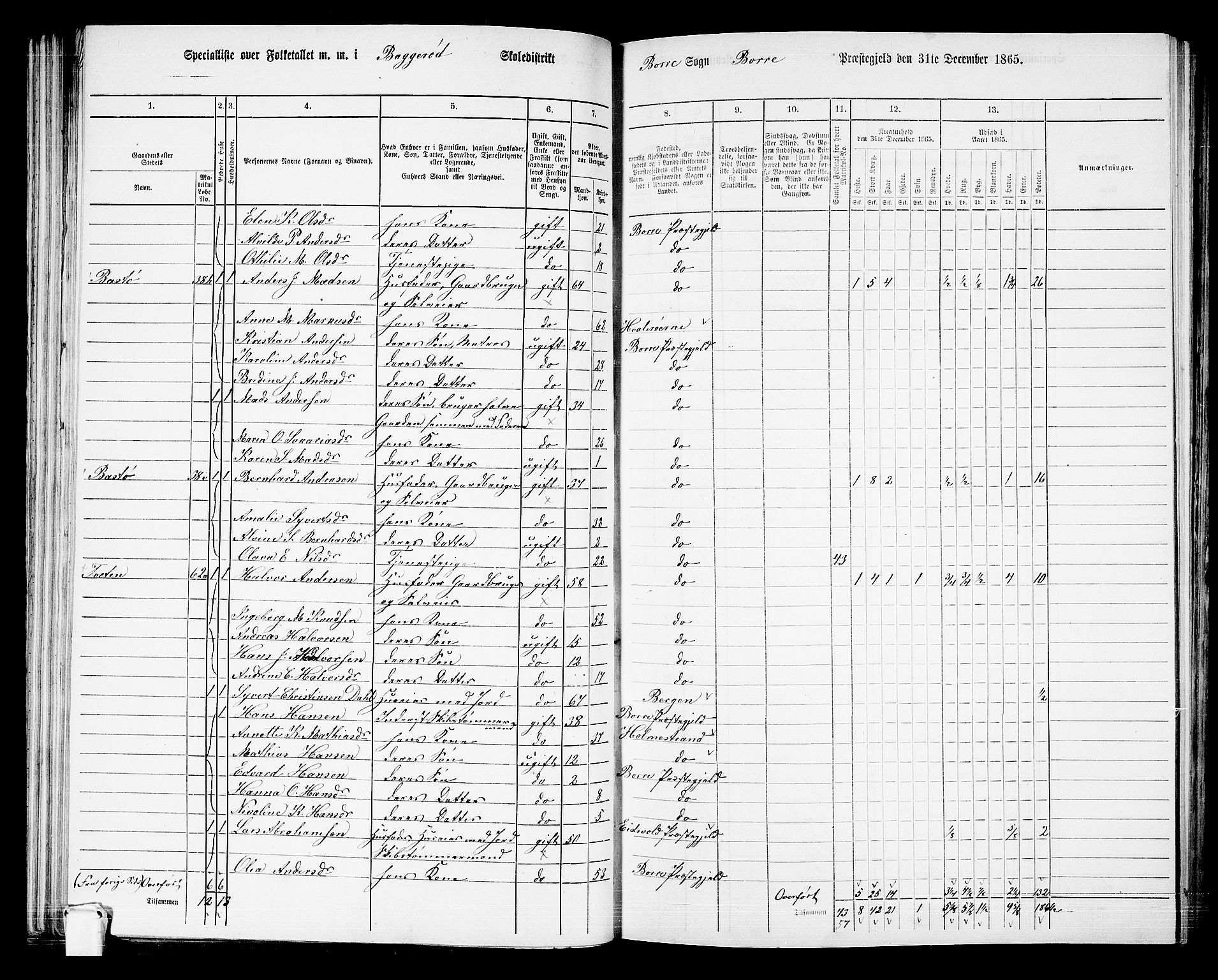 RA, 1865 census for Borre, 1865, p. 87