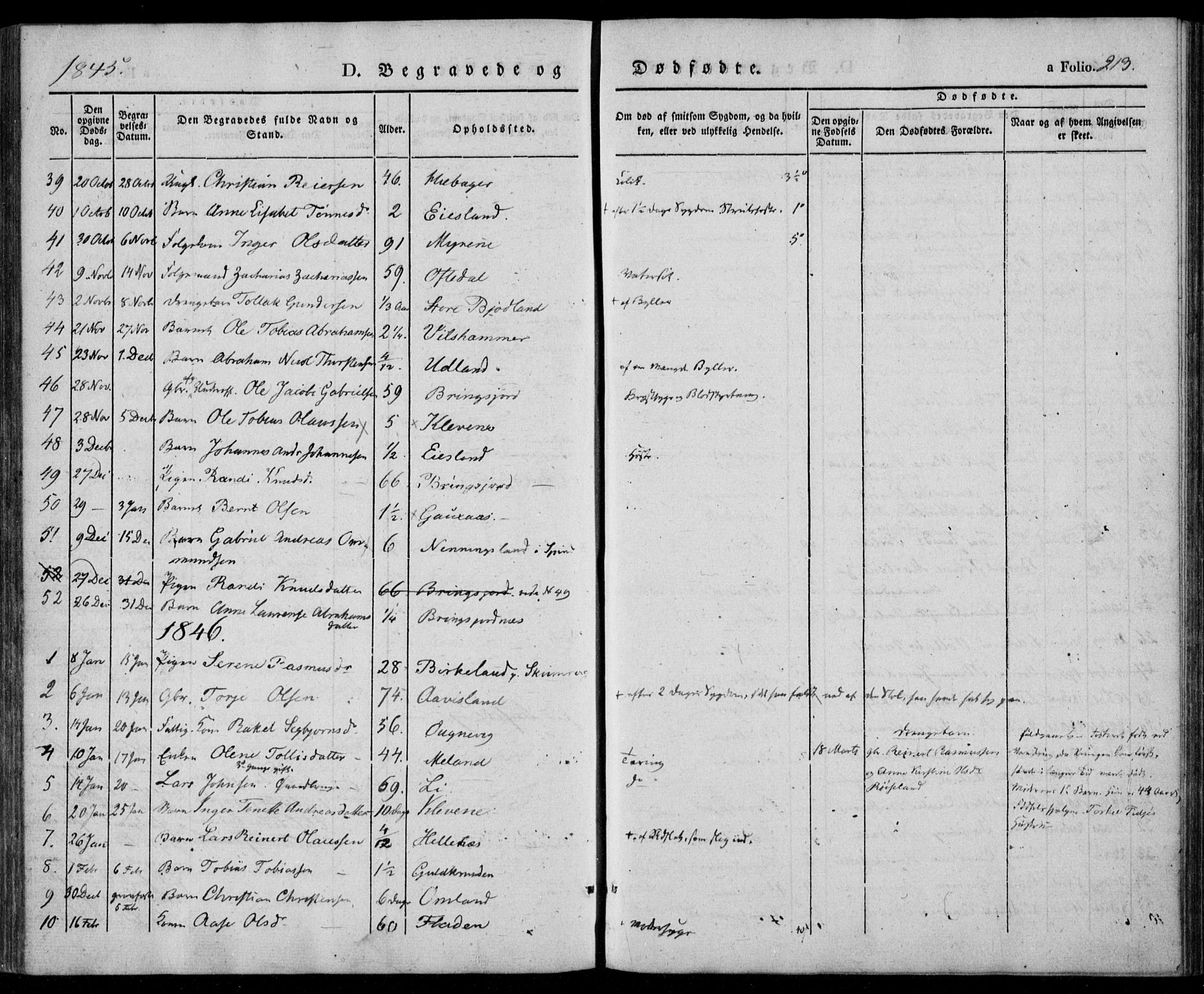 Lyngdal sokneprestkontor, AV/SAK-1111-0029/F/Fa/Fac/L0008: Parish register (official) no. A 8, 1837-1852, p. 213