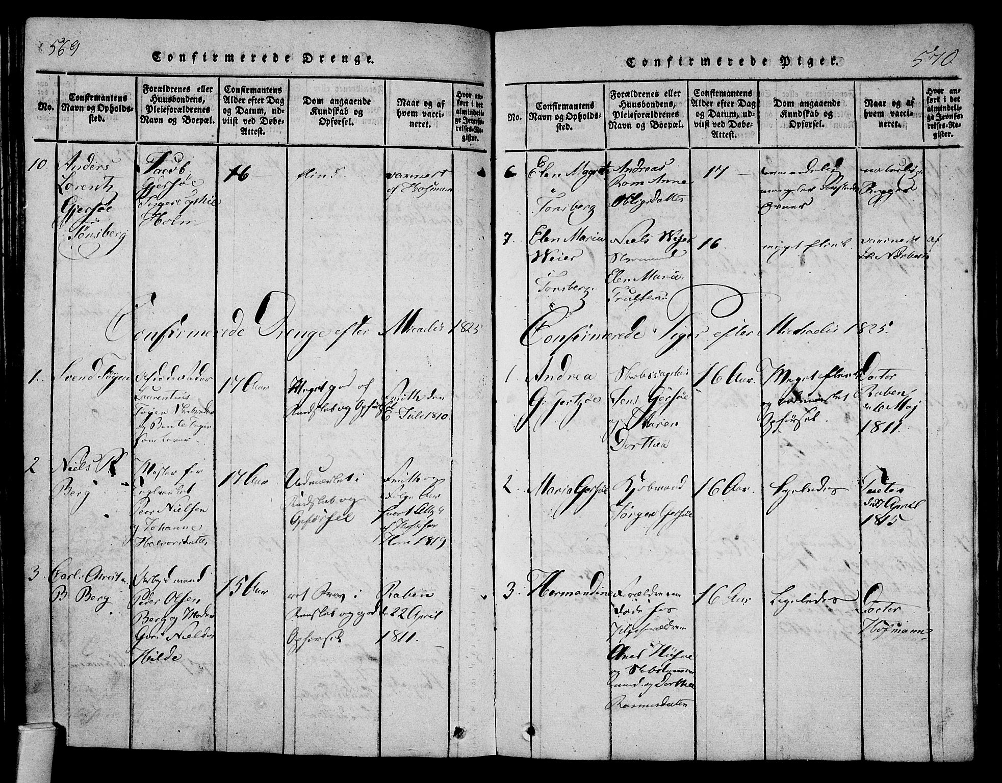 Tønsberg kirkebøker, AV/SAKO-A-330/F/Fa/L0004: Parish register (official) no. I 4, 1813-1826, p. 569-570