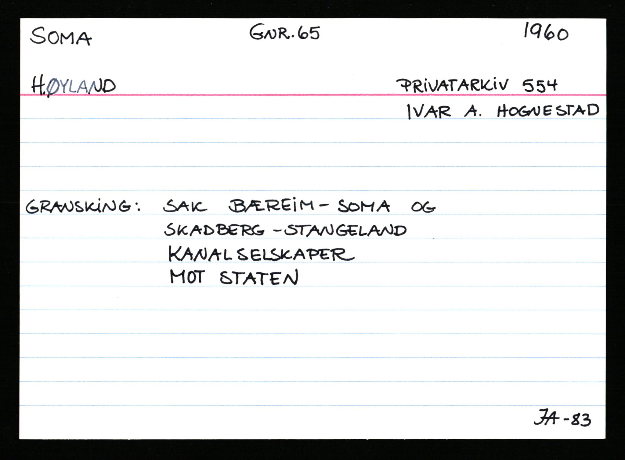 Statsarkivet i Stavanger, AV/SAST-A-101971/03/Y/Ym/L0054: Åstedskort sortert etter gårdsnavn: Soleim - Stavneim, 1600-1950, p. 76