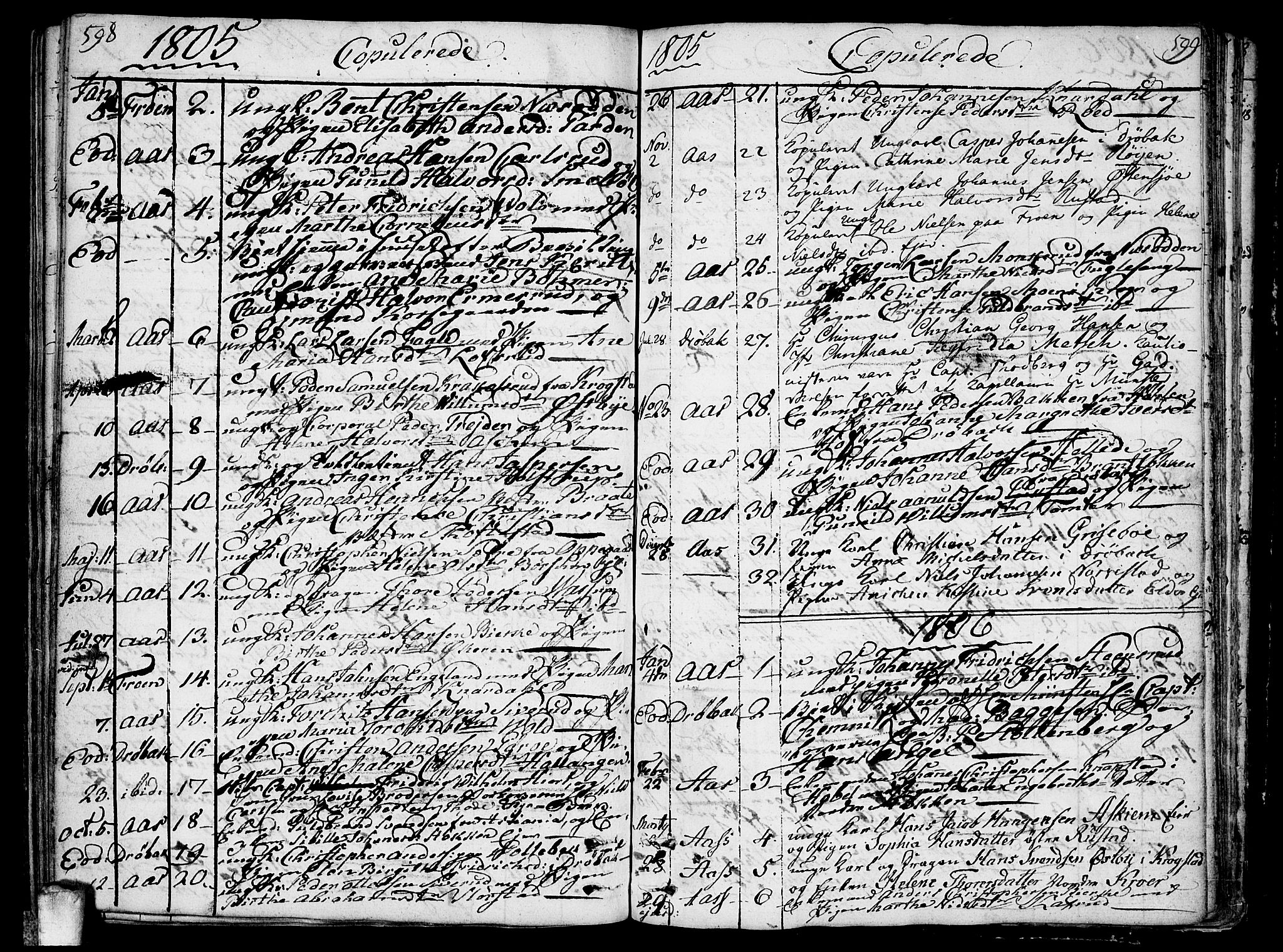 Ås prestekontor Kirkebøker, SAO/A-10894/F/Fa/L0002: Parish register (official) no. I 2, 1778-1813, p. 598-599