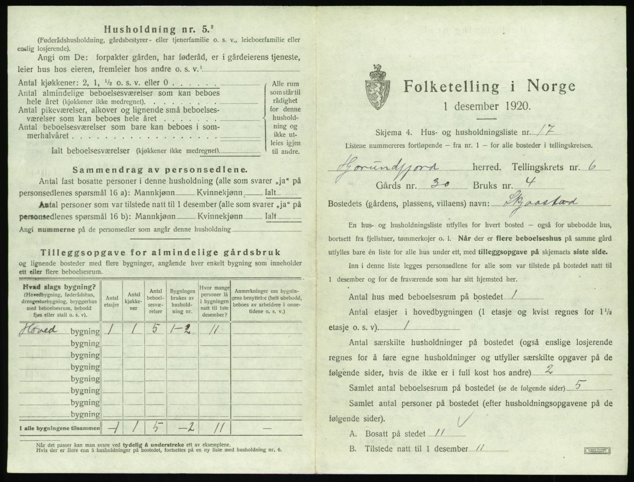 SAT, 1920 census for Hjørundfjord, 1920, p. 305