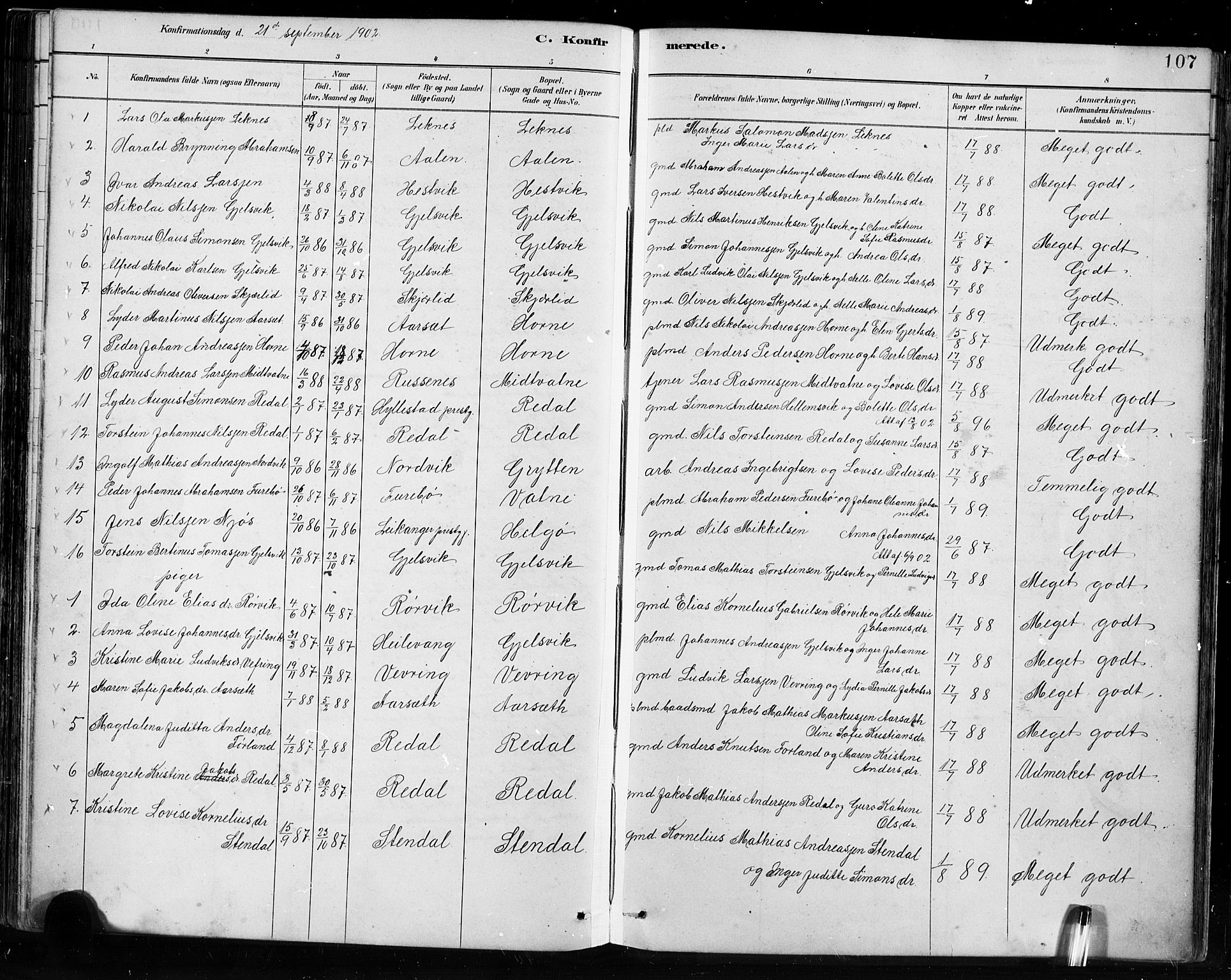 Førde sokneprestembete, AV/SAB-A-79901/H/Hab/Habe/L0001: Parish register (copy) no. E 1, 1881-1920, p. 107