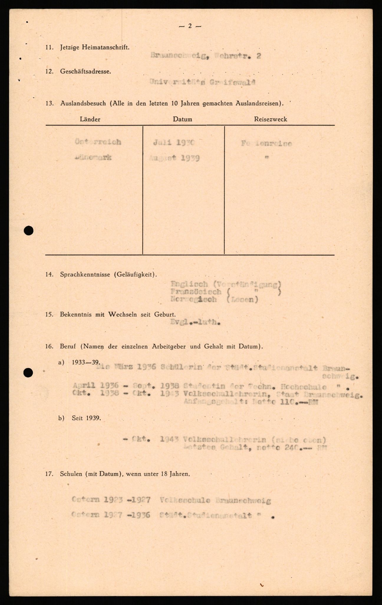 Forsvaret, Forsvarets overkommando II, RA/RAFA-3915/D/Db/L0033: CI Questionaires. Tyske okkupasjonsstyrker i Norge. Tyskere., 1945-1946, p. 489