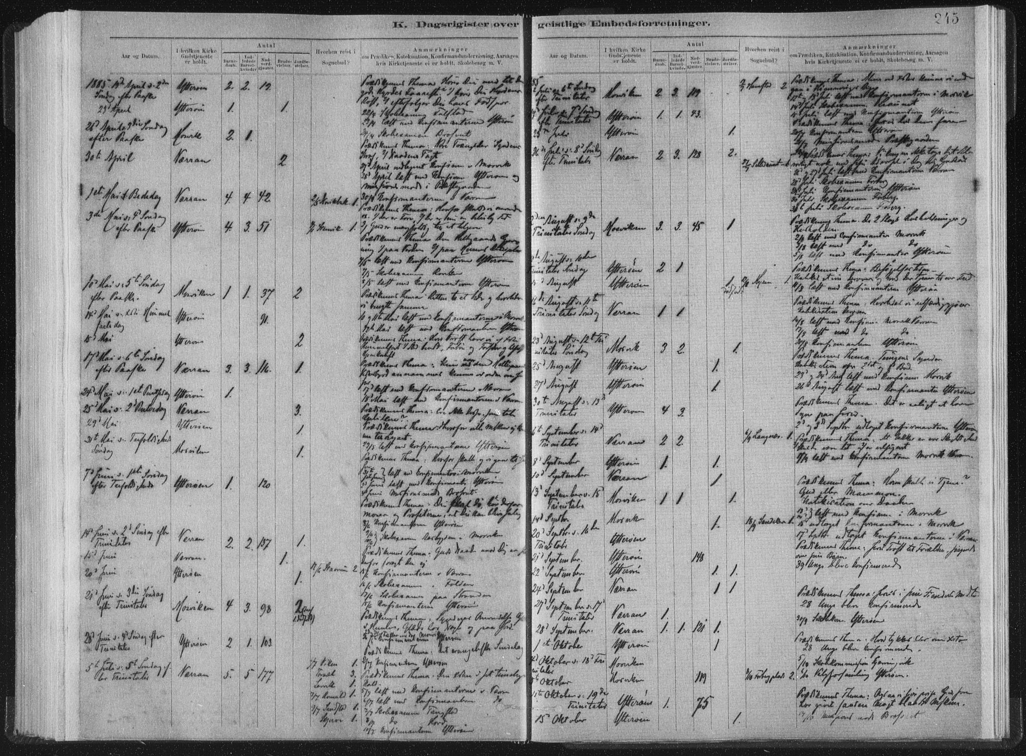 Ministerialprotokoller, klokkerbøker og fødselsregistre - Nord-Trøndelag, AV/SAT-A-1458/722/L0220: Parish register (official) no. 722A07, 1881-1908, p. 245