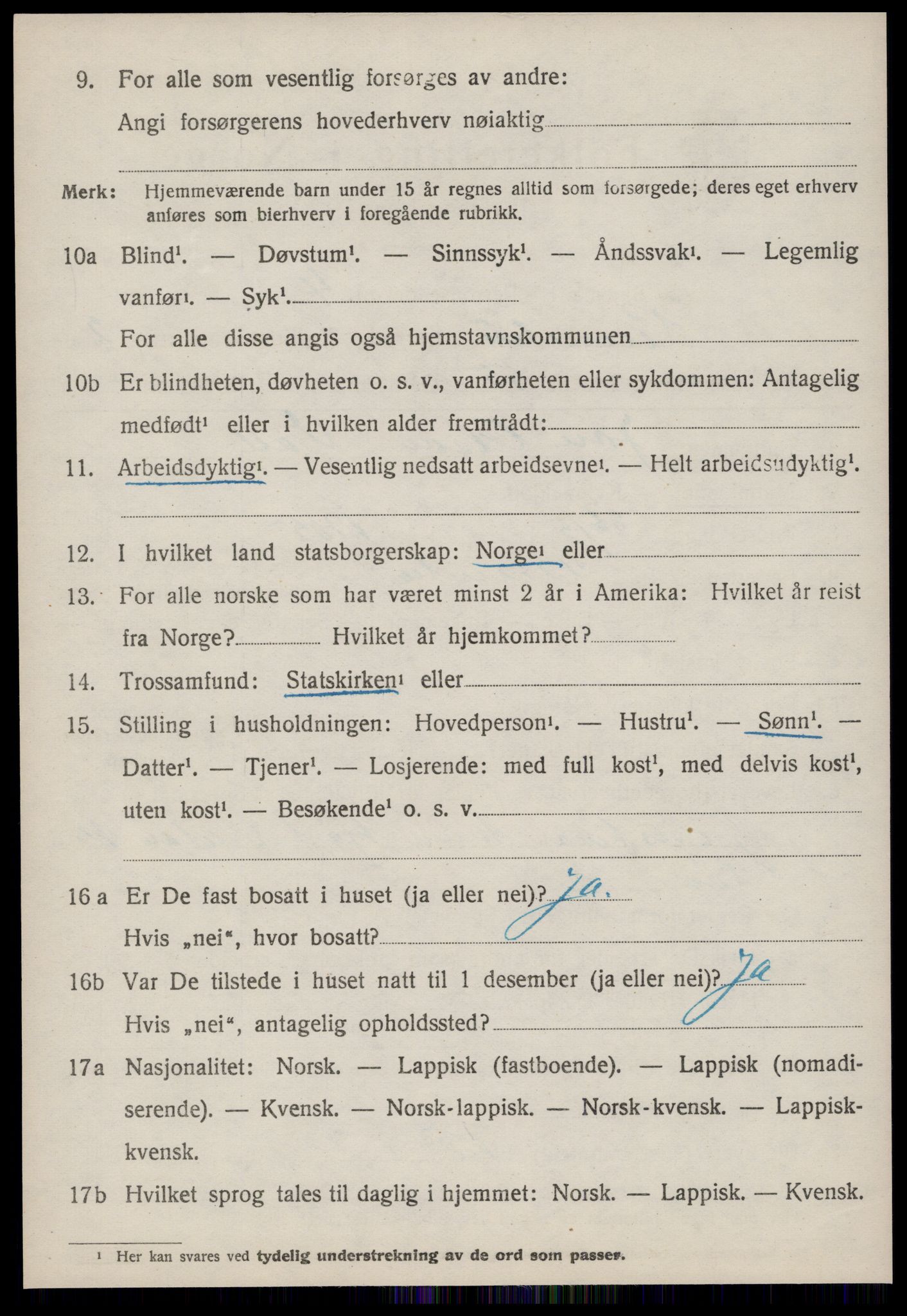 SAT, 1920 census for Rennebu, 1920, p. 1907