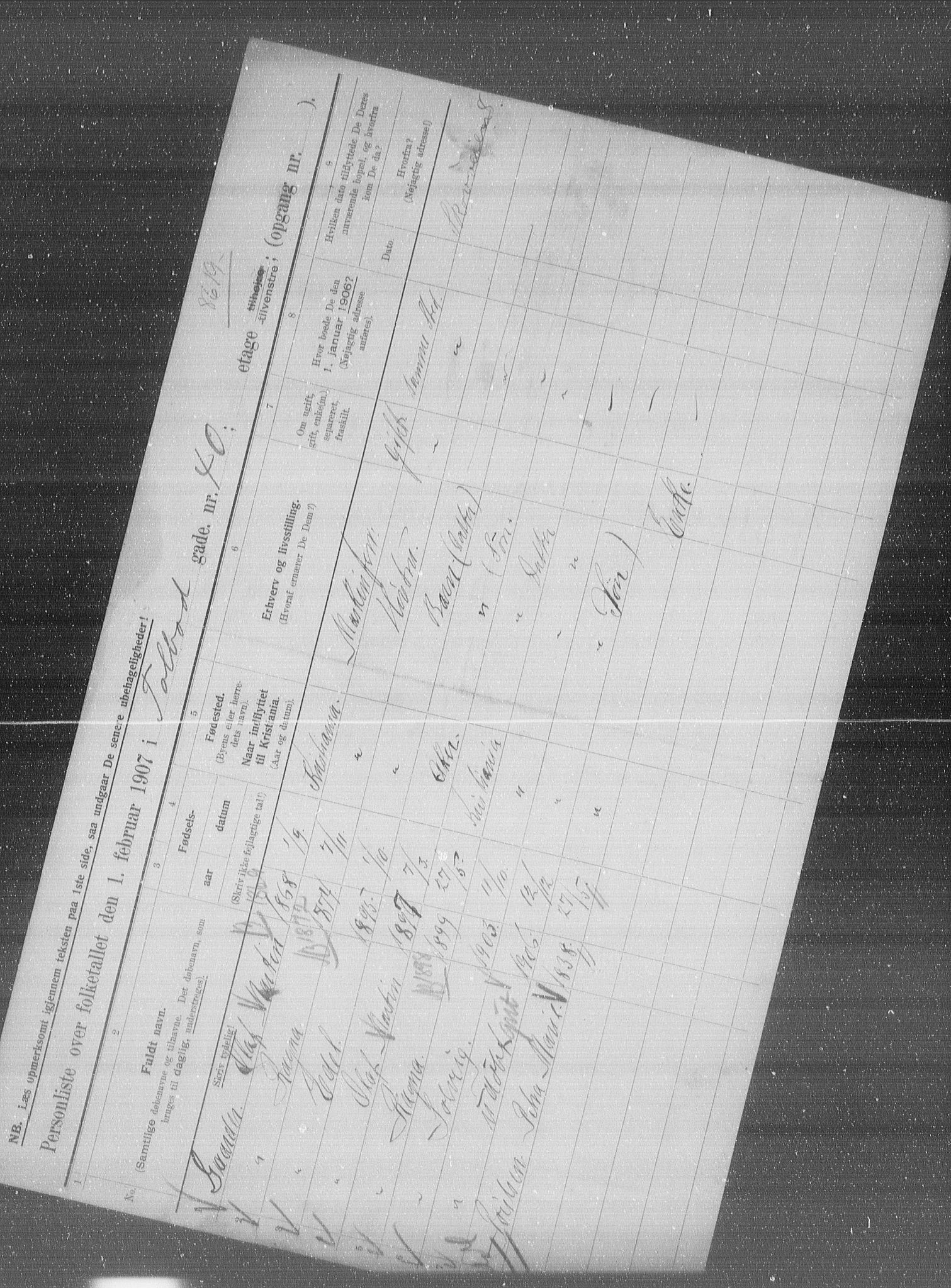 OBA, Municipal Census 1907 for Kristiania, 1907, p. 57626