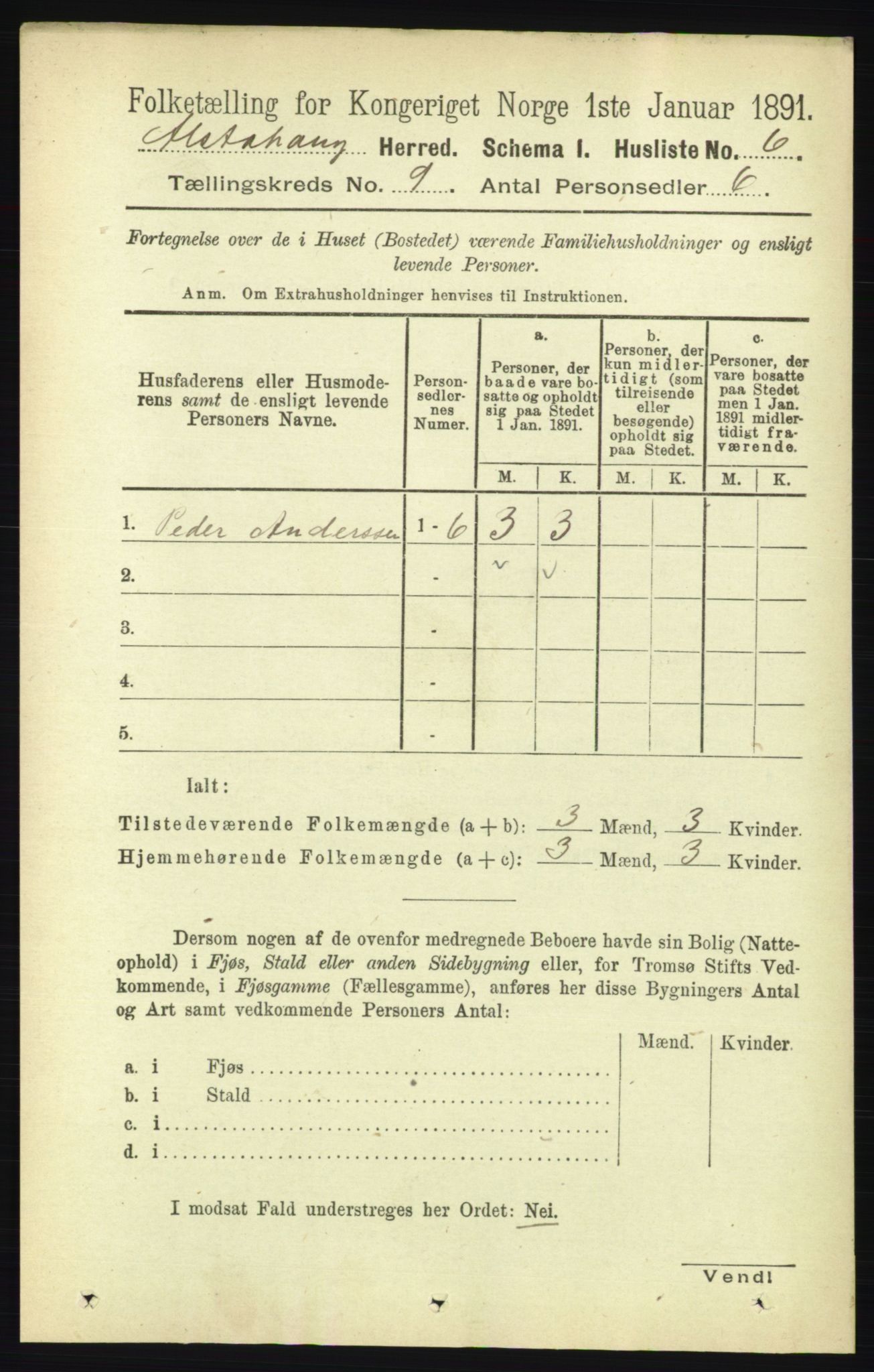 RA, 1891 census for 1820 Alstahaug, 1891, p. 3210