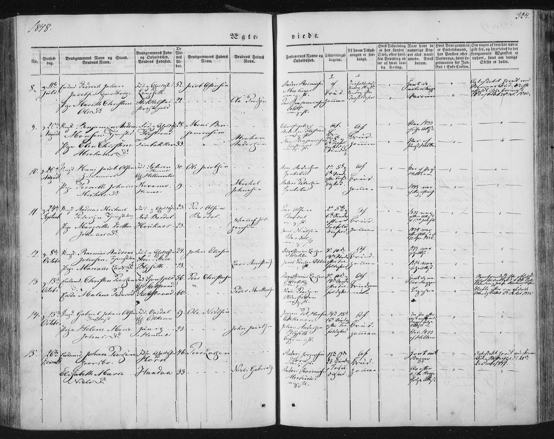 Ministerialprotokoller, klokkerbøker og fødselsregistre - Nordland, AV/SAT-A-1459/838/L0549: Parish register (official) no. 838A07, 1840-1854, p. 324