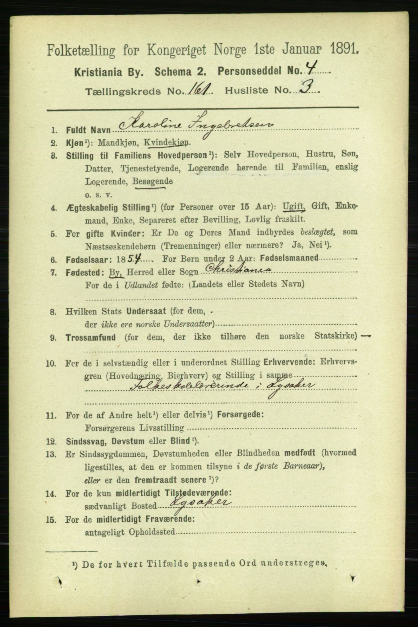 RA, 1891 census for 0301 Kristiania, 1891, p. 91653