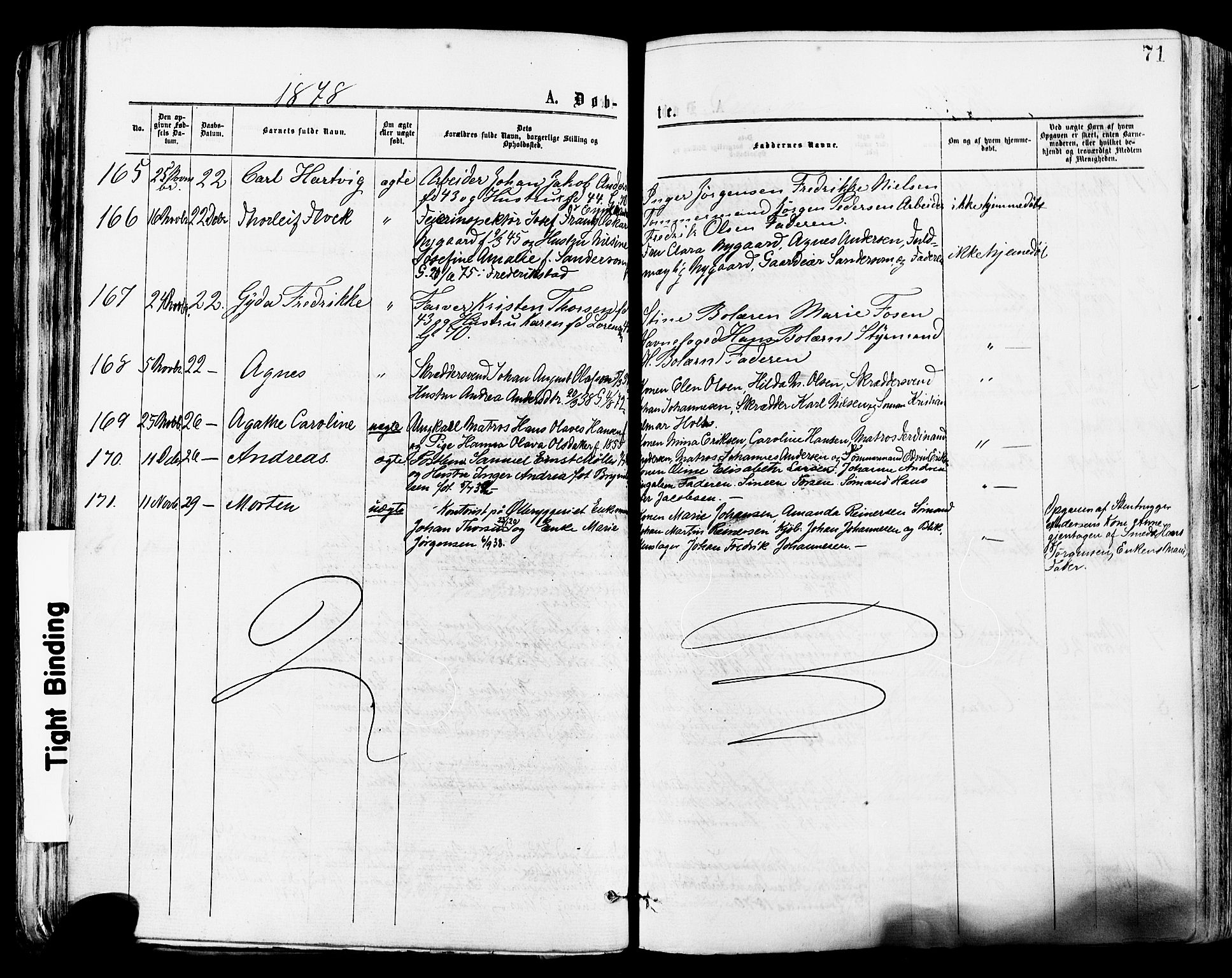 Tønsberg kirkebøker, AV/SAKO-A-330/F/Fa/L0010: Parish register (official) no. I 10, 1874-1880, p. 71