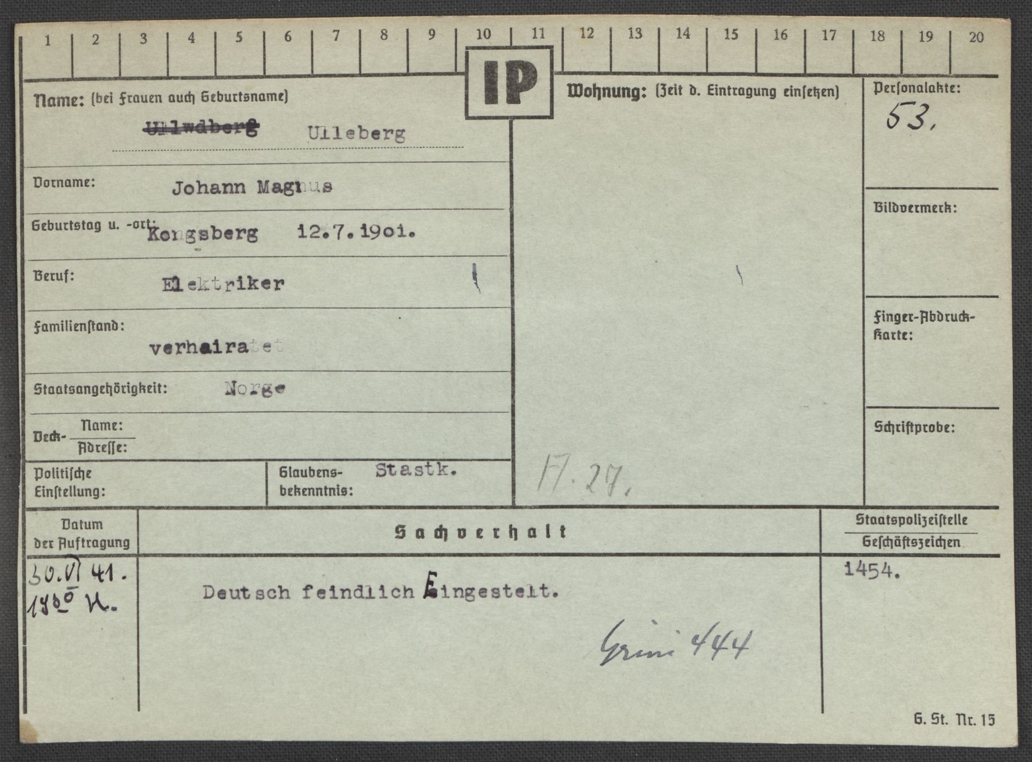 Befehlshaber der Sicherheitspolizei und des SD, RA/RAFA-5969/E/Ea/Eaa/L0010: Register over norske fanger i Møllergata 19: Sø-Å, 1940-1945, p. 632