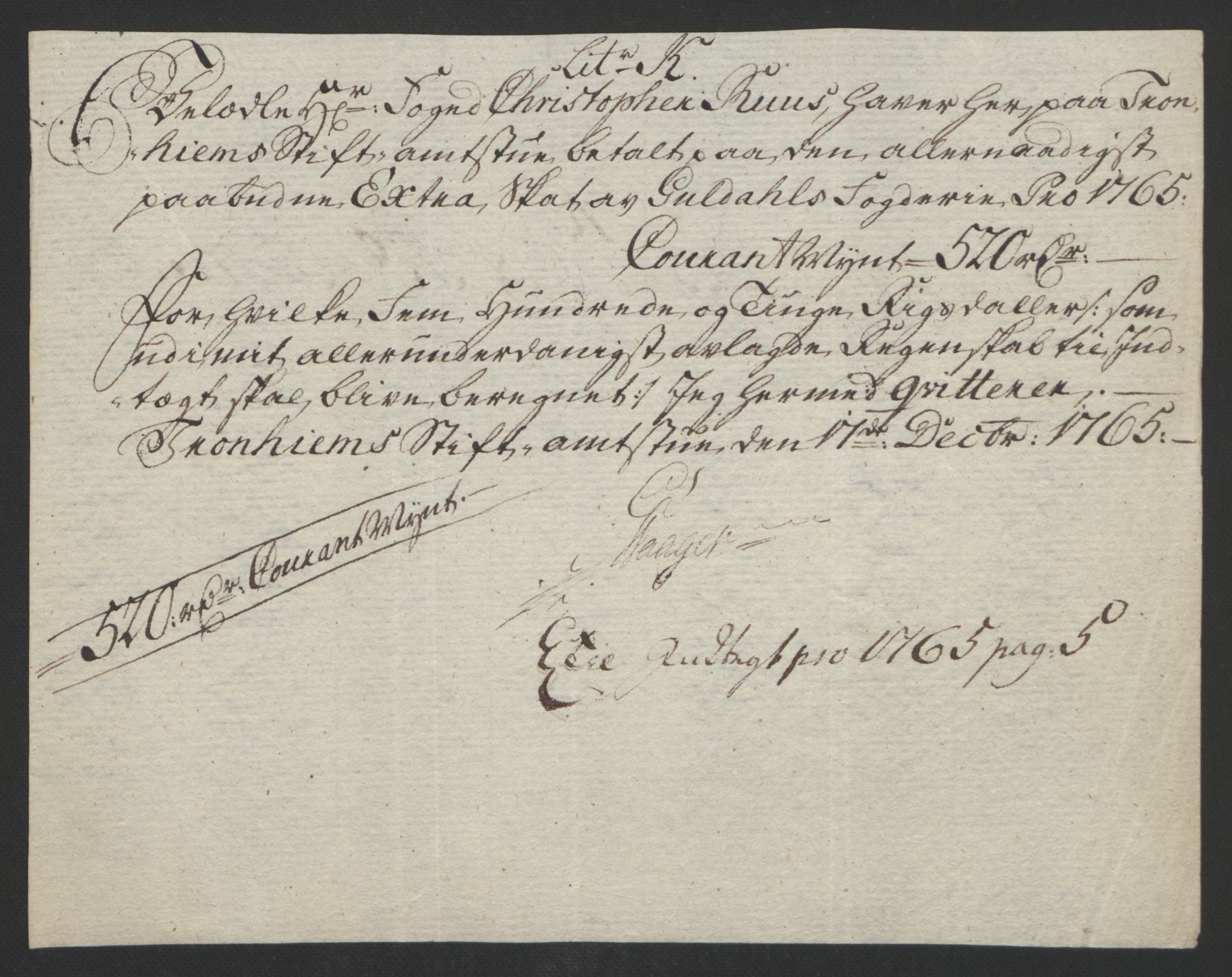 Rentekammeret inntil 1814, Reviderte regnskaper, Fogderegnskap, RA/EA-4092/R60/L4094: Ekstraskatten Orkdal og Gauldal, 1762-1765, p. 287