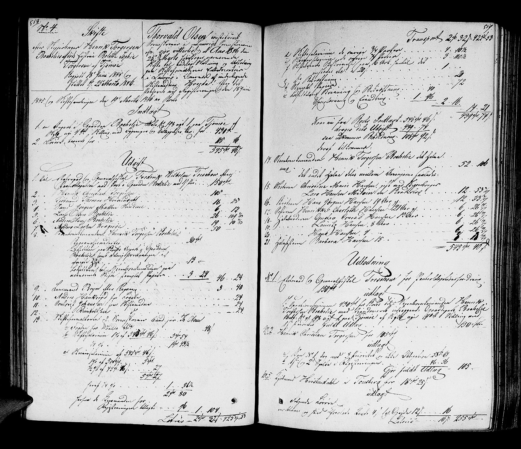 Larvik sorenskriveri, AV/SAKO-A-83/H/Hd/Hdd/L0002: Skifteutlodningsprotokoll, 1842-1851, p. 518-519