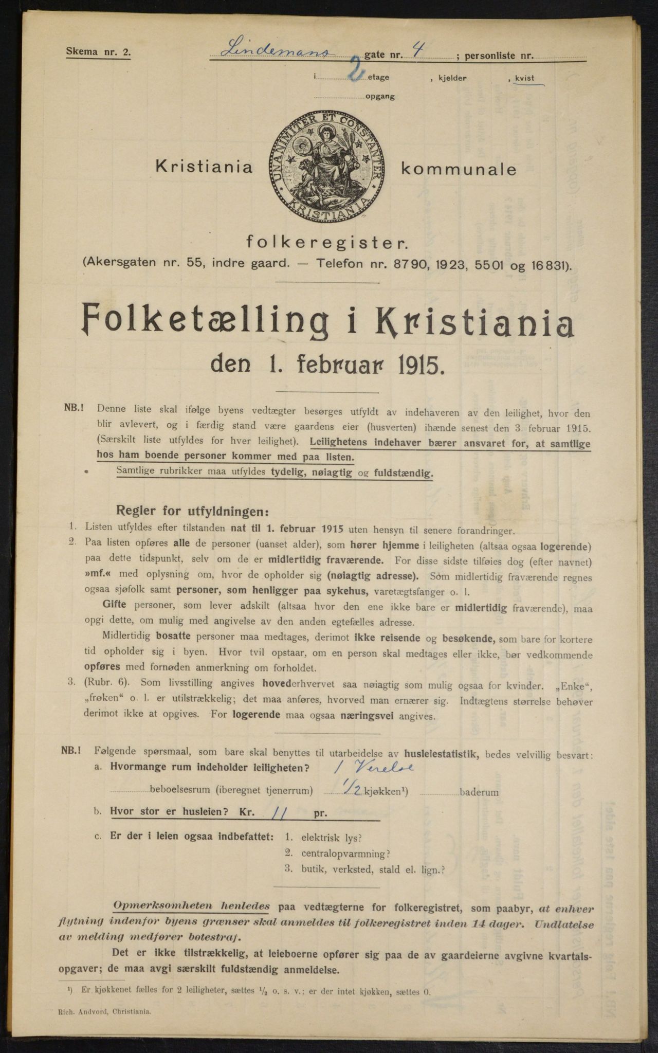 OBA, Municipal Census 1915 for Kristiania, 1915, p. 57123