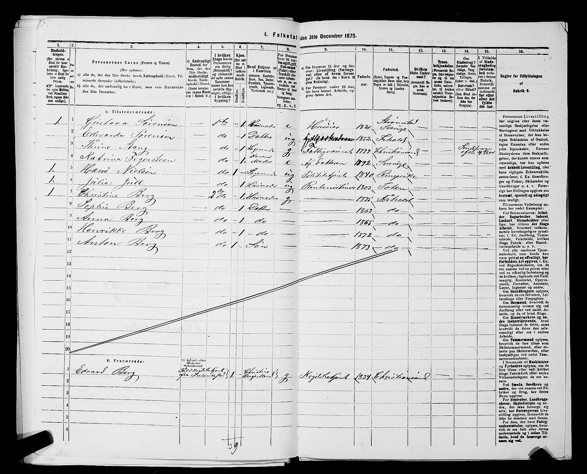 RA, 1875 census for 0101P Fredrikshald, 1875, p. 828