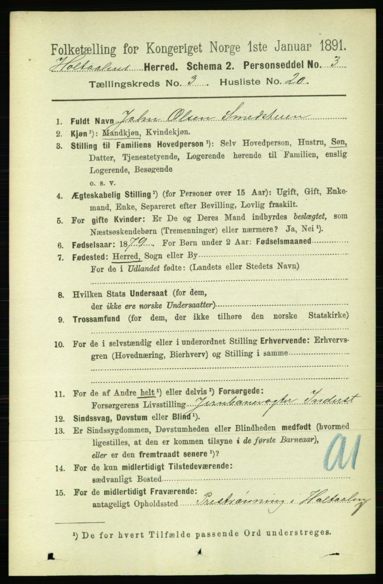 RA, 1891 census for 1645 Haltdalen, 1891, p. 980