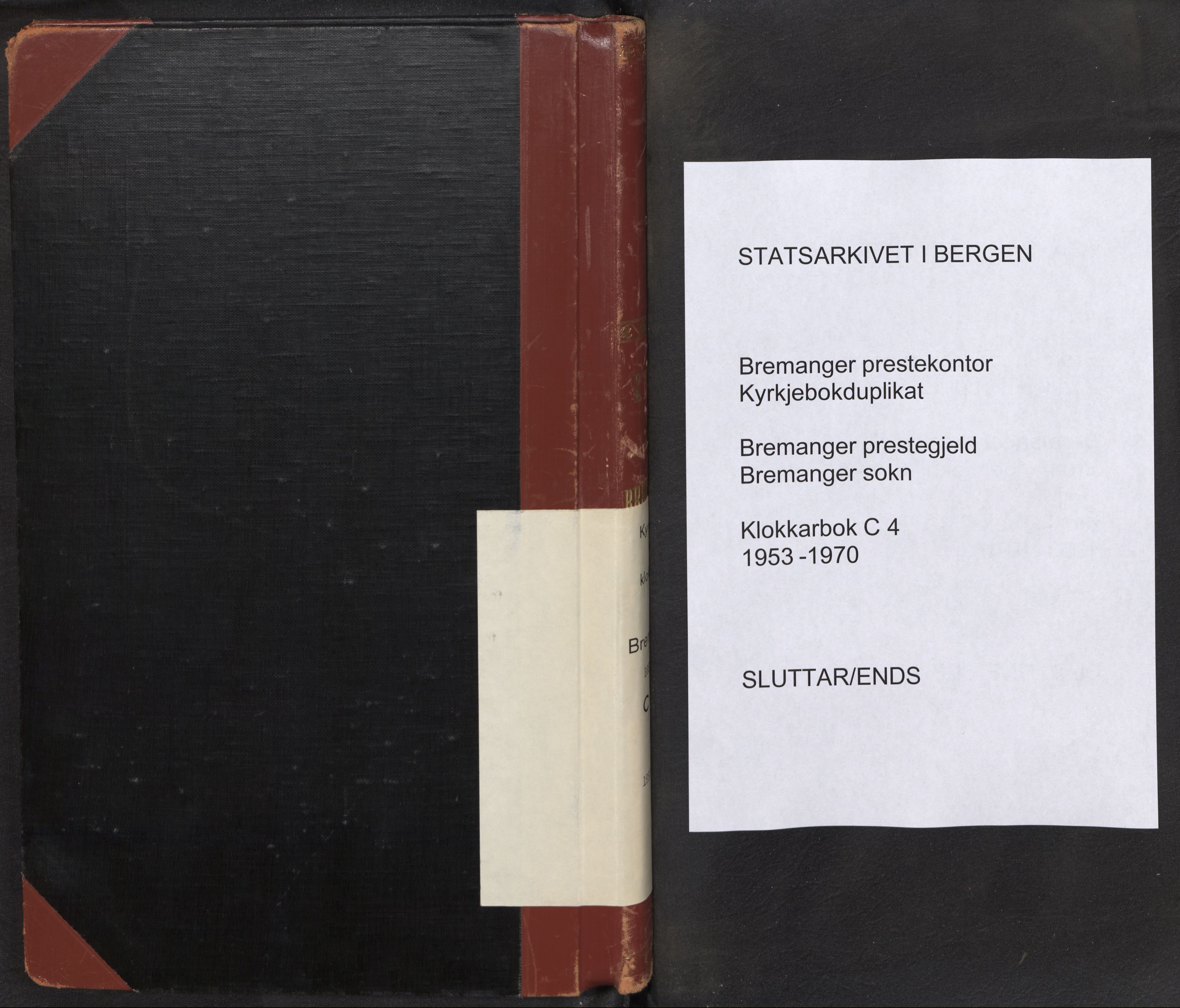 Bremanger sokneprestembete, AV/SAB-A-82201/H/Hab/Habc/L0004: Parish register (copy) no. C 4, 1953-1970