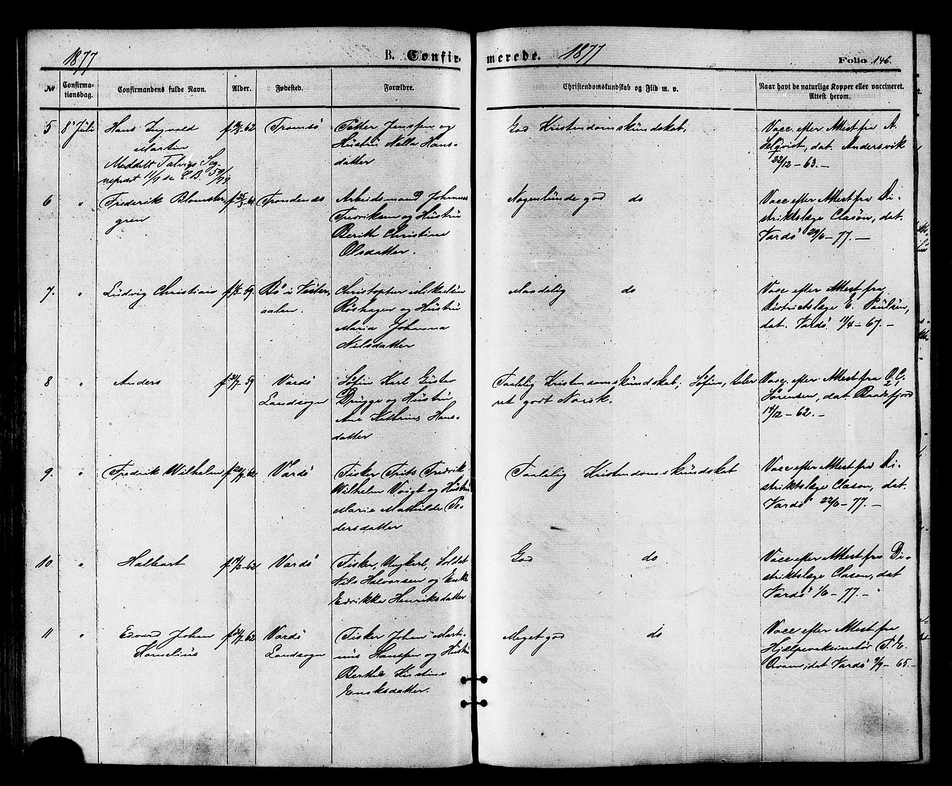 Vardø sokneprestkontor, SATØ/S-1332/H/Ha/L0005kirke: Parish register (official) no. 5, 1872-1878, p. 146