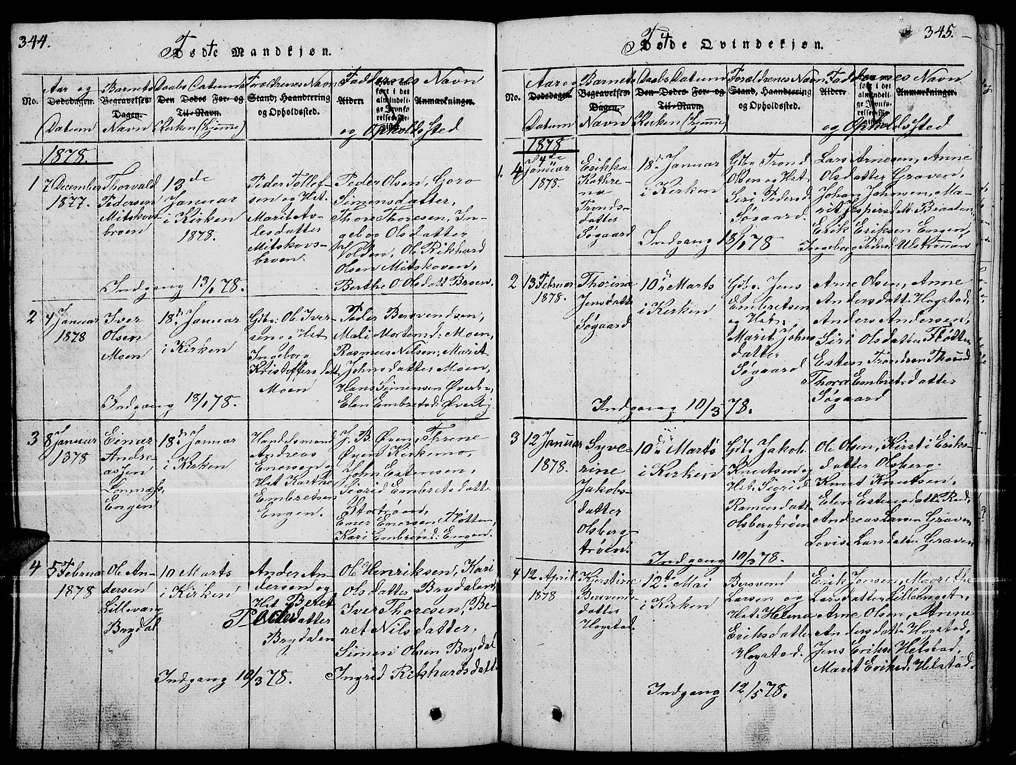 Tynset prestekontor, SAH/PREST-058/H/Ha/Hab/L0004: Parish register (copy) no. 4, 1814-1879, p. 344-345