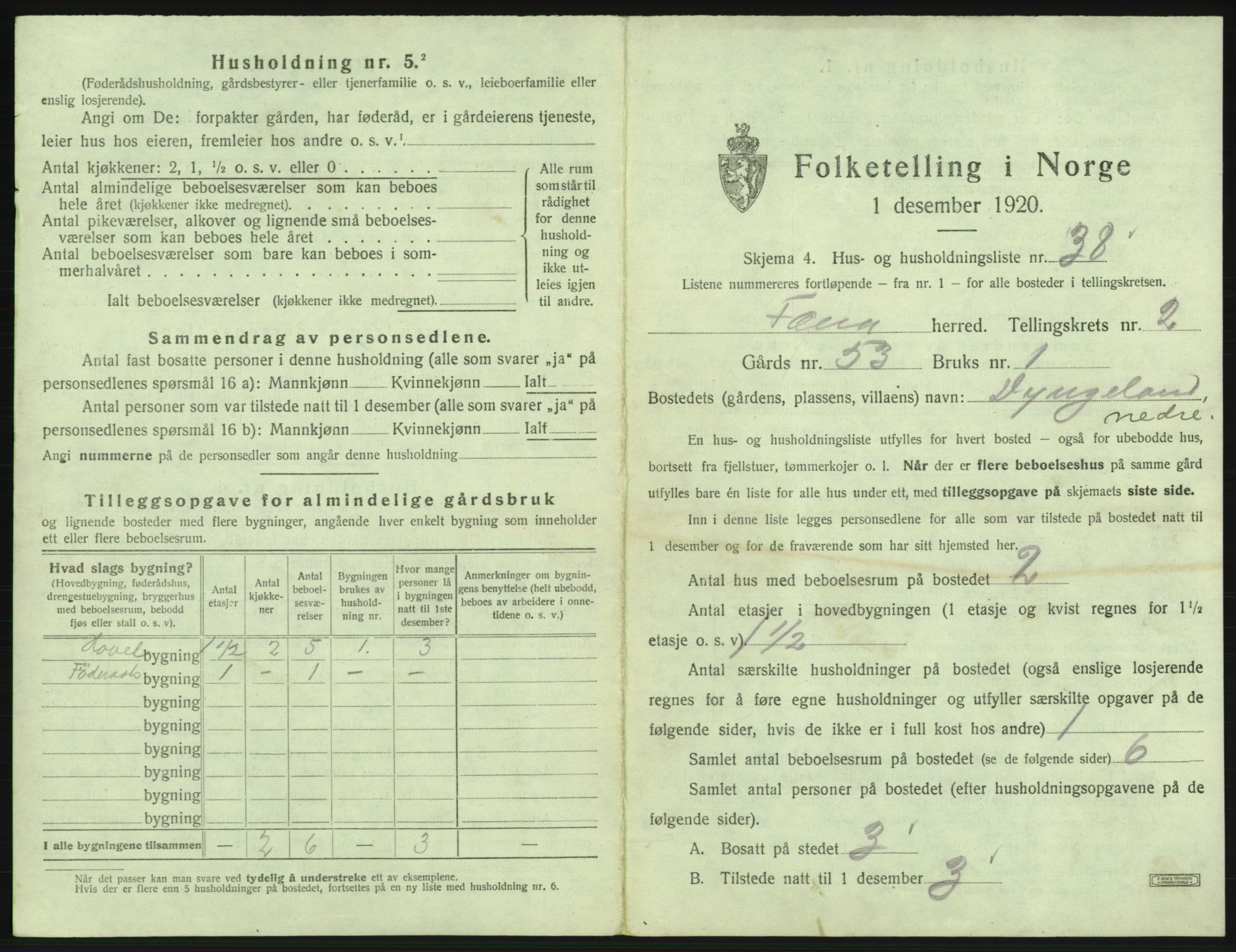 SAB, 1920 census for Fana, 1920, p. 269