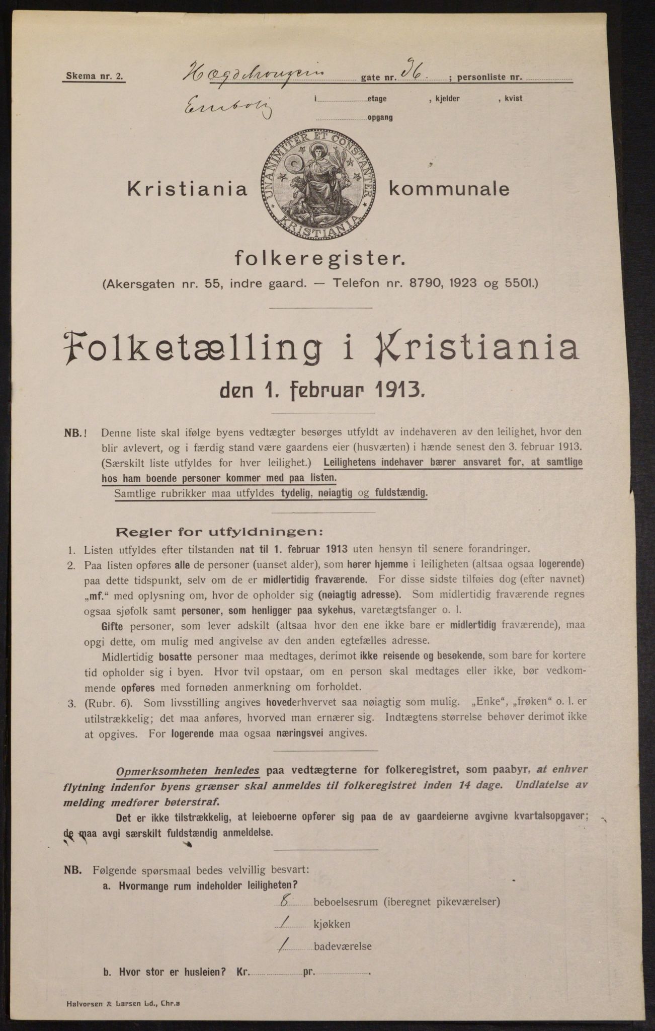 OBA, Municipal Census 1913 for Kristiania, 1913, p. 36645