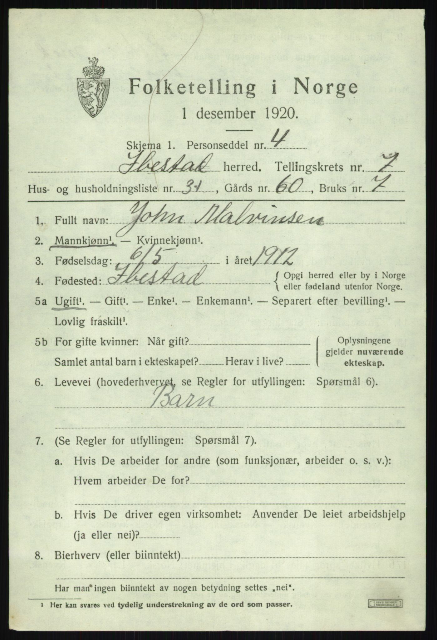 SATØ, 1920 census for Ibestad, 1920, p. 4956