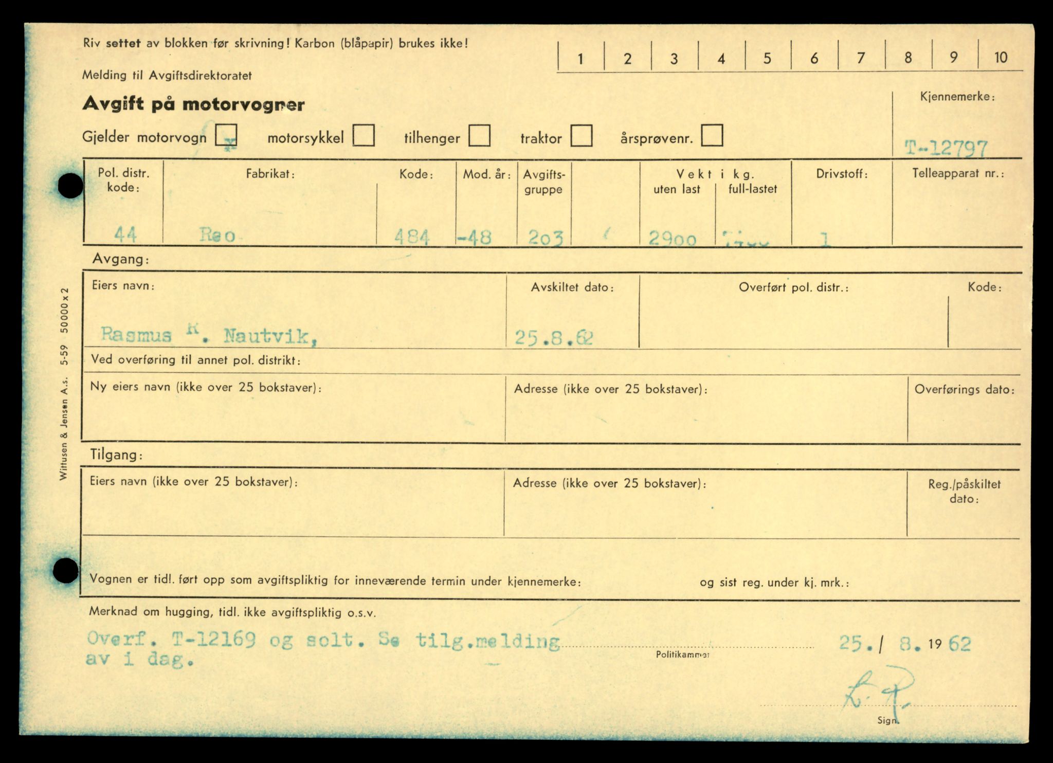 Møre og Romsdal vegkontor - Ålesund trafikkstasjon, AV/SAT-A-4099/F/Fe/L0033: Registreringskort for kjøretøy T 12151 - T 12474, 1927-1998, p. 421