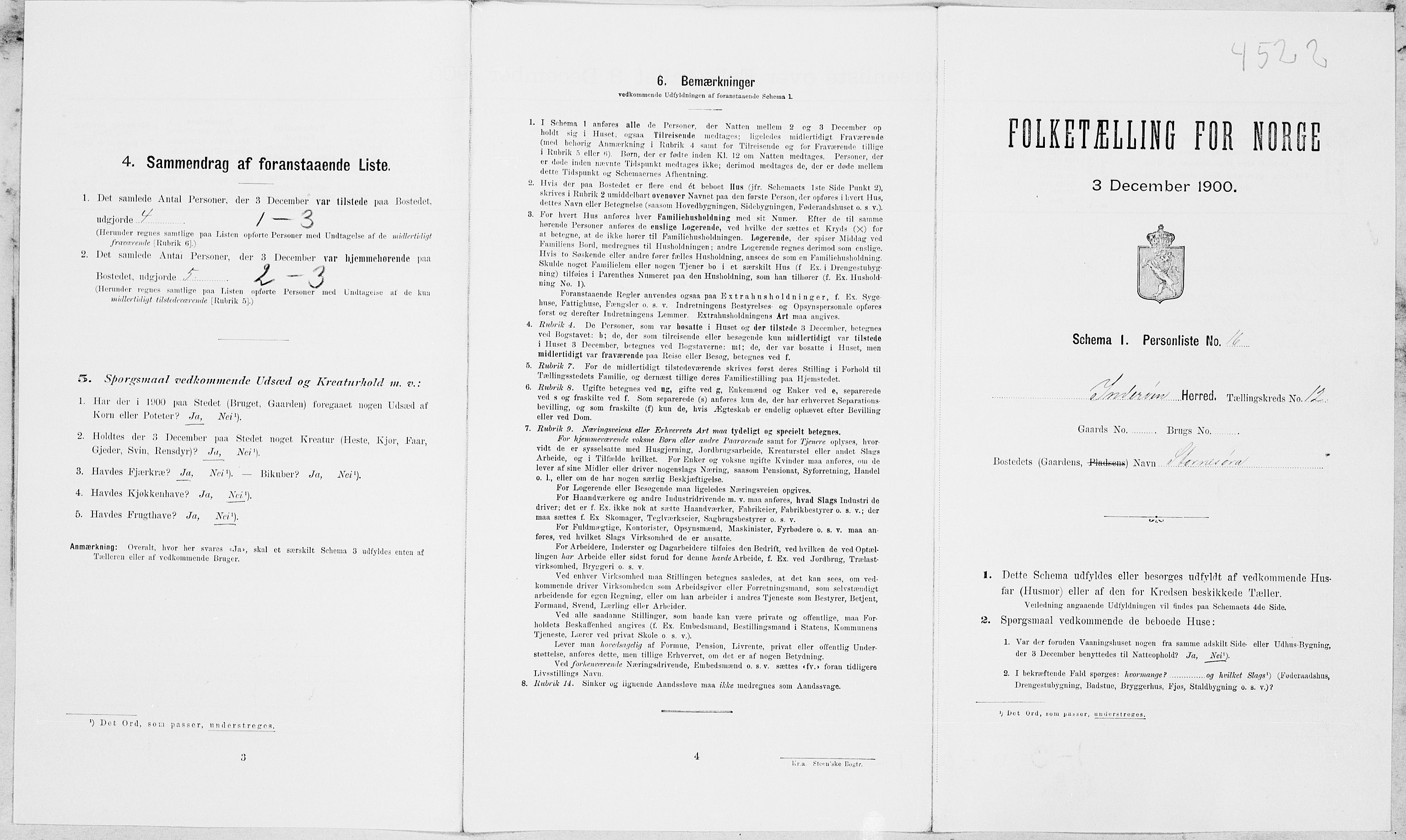 SAT, 1900 census for Inderøy, 1900, p. 1482