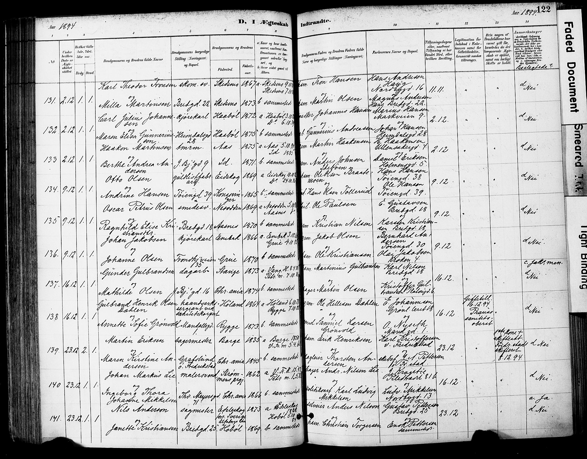 Grønland prestekontor Kirkebøker, AV/SAO-A-10848/F/Fa/L0013: Parish register (official) no. 13, 1887-1906, p. 122