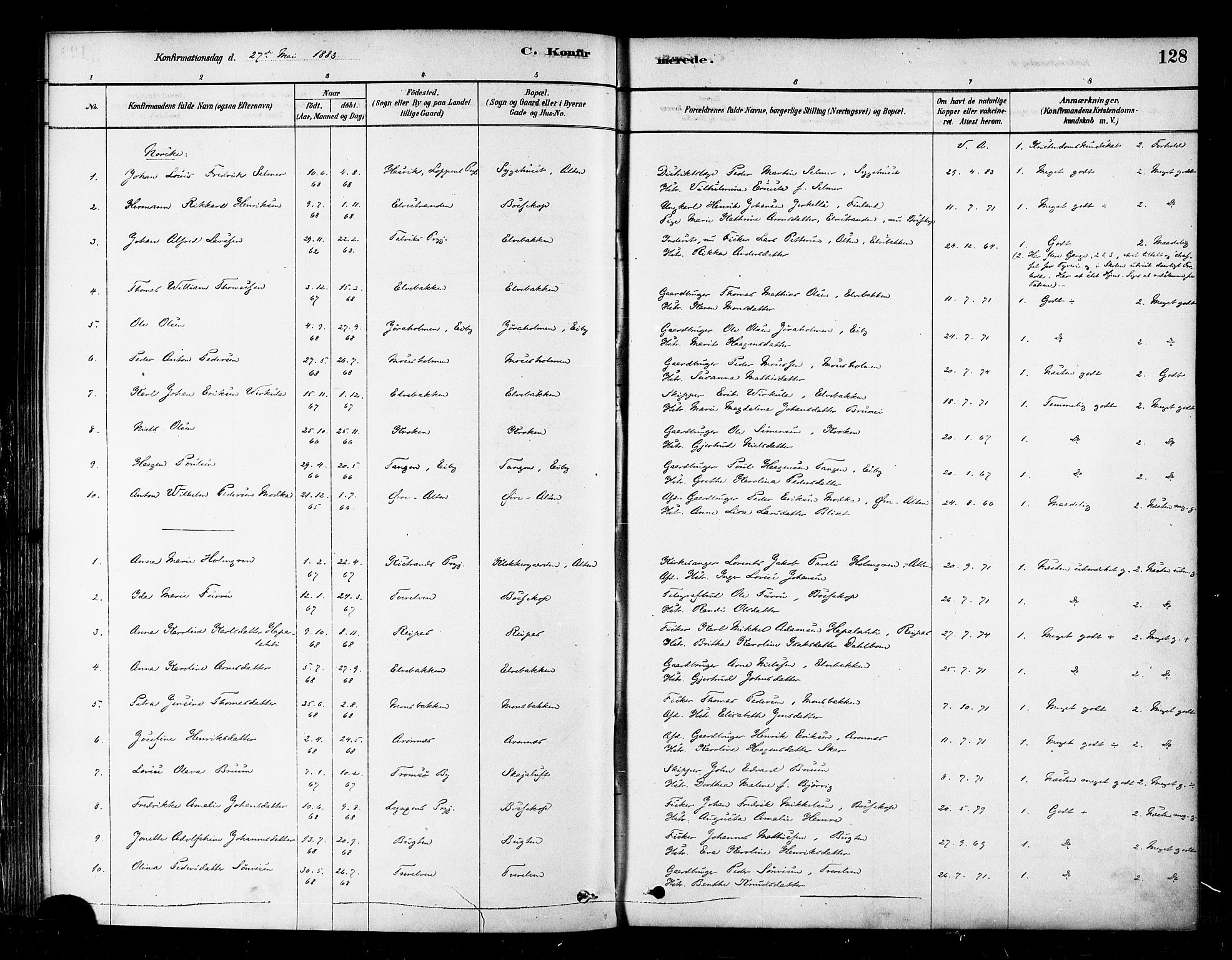Alta sokneprestkontor, SATØ/S-1338/H/Ha/L0002.kirke: Parish register (official) no. 2, 1879-1892, p. 128