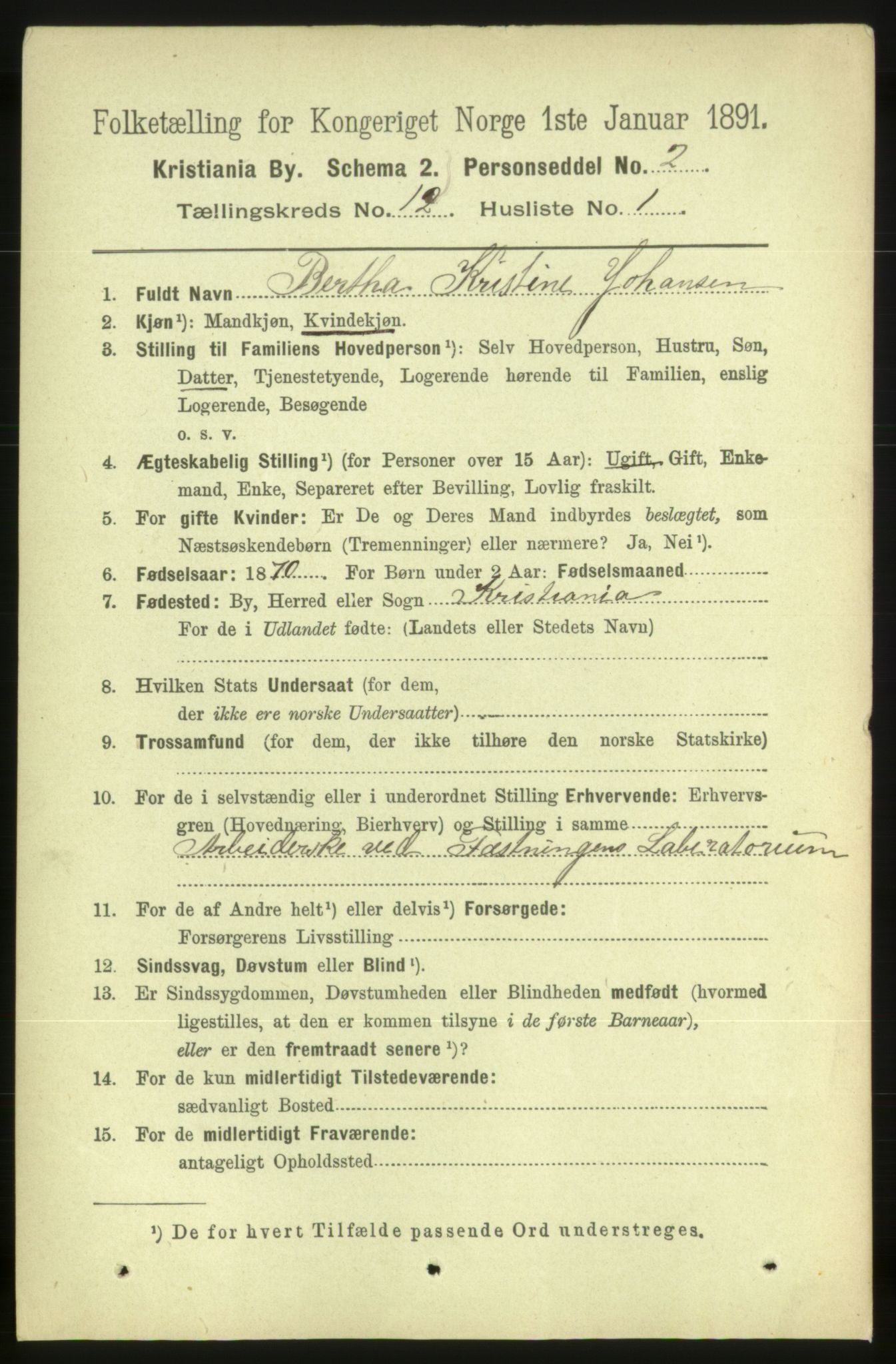 RA, 1891 census for 0301 Kristiania, 1891, p. 5430