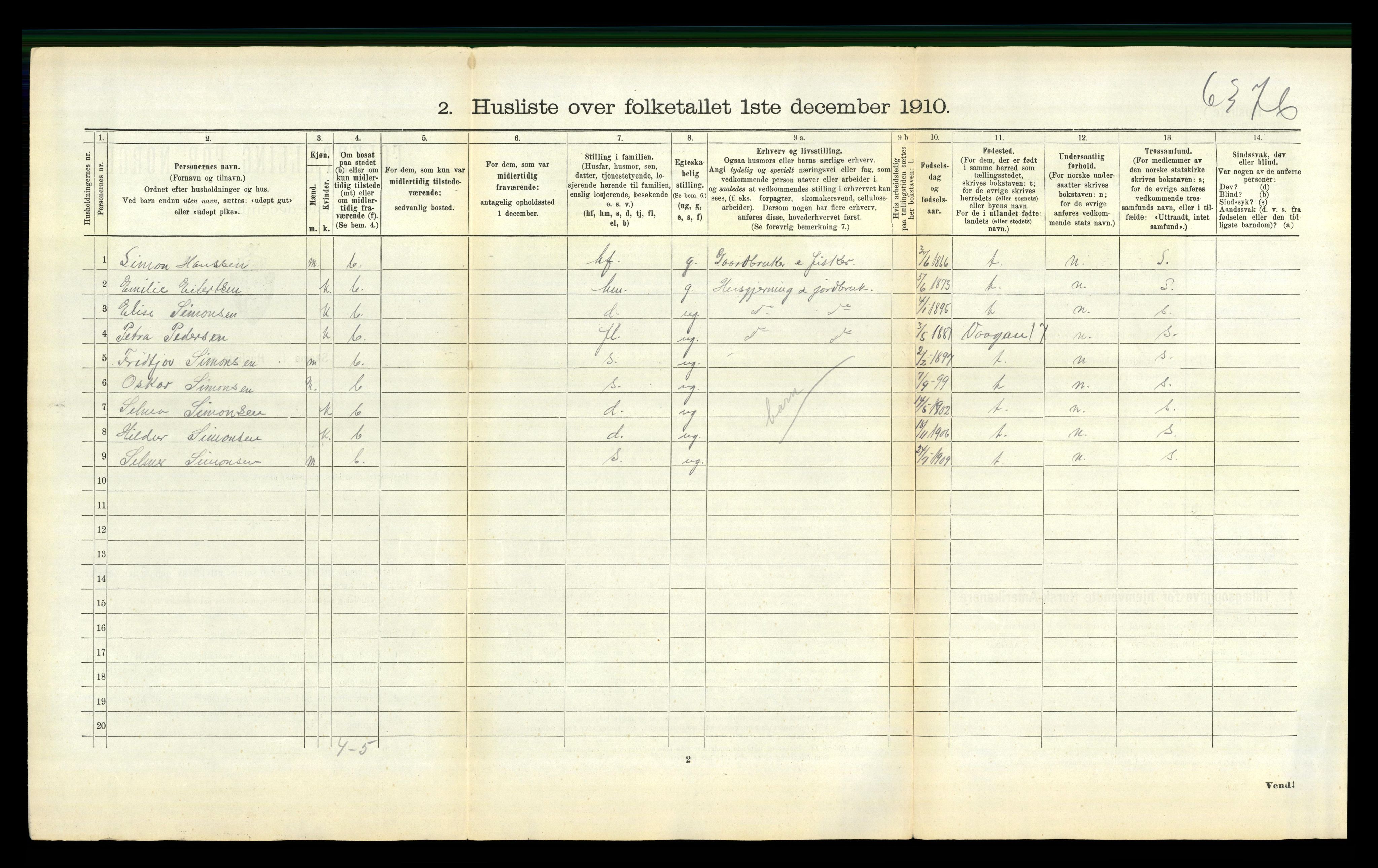 RA, 1910 census for Borge, 1910, p. 884