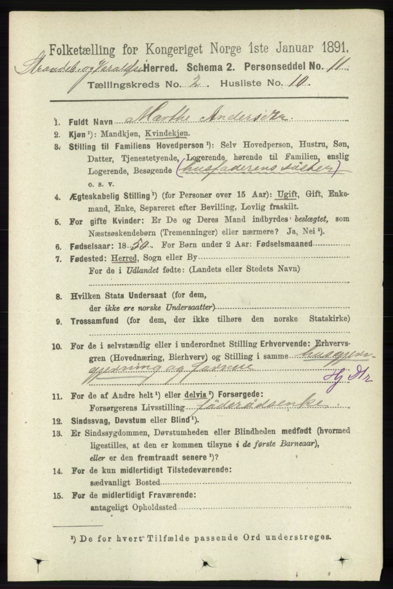 RA, 1891 census for 1226 Strandebarm og Varaldsøy, 1891, p. 647