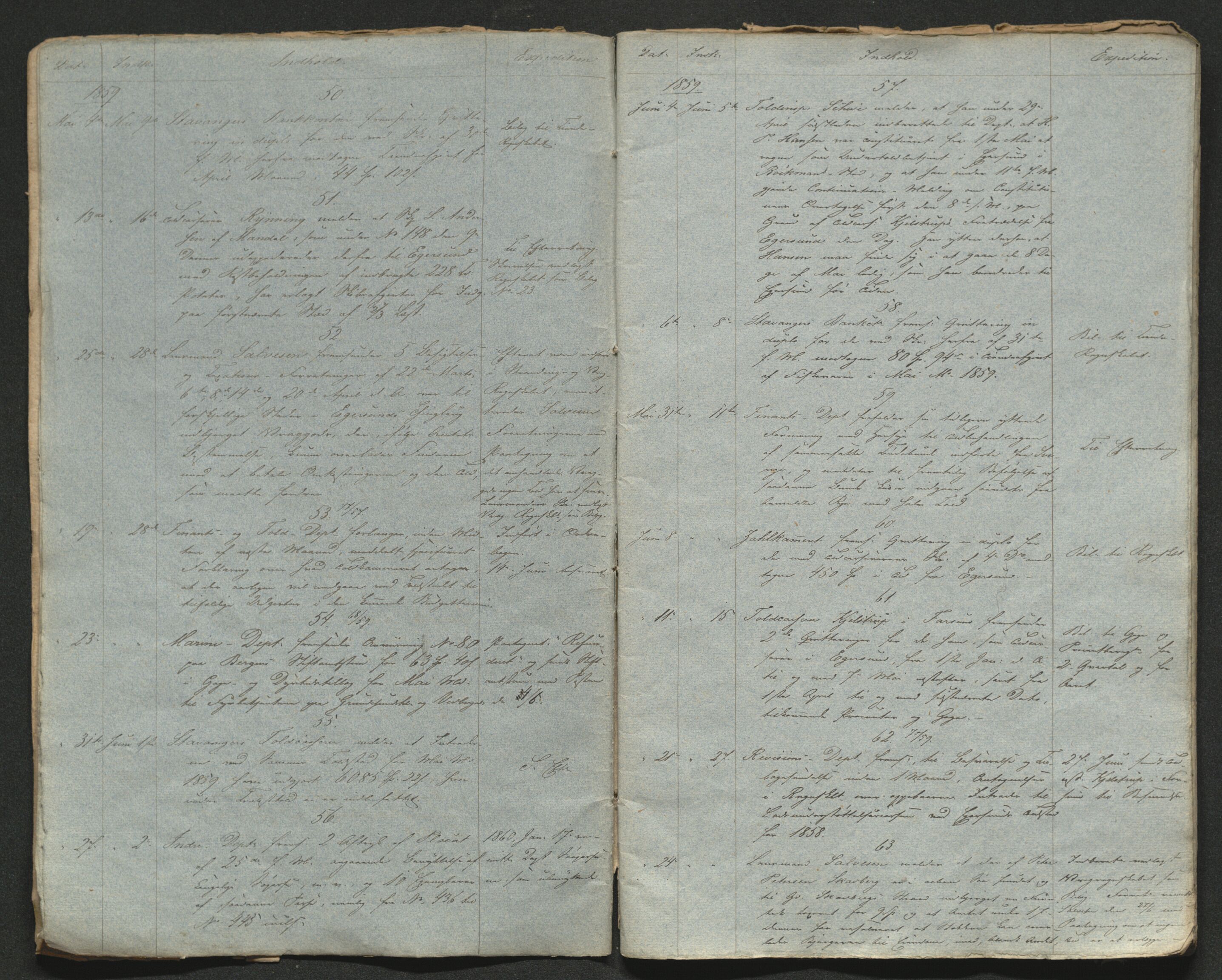 Egersund tollstasjon, AV/SAST-A-101503/01/O/L0219/0003: Diverse / Brevjournal, 1858-1861