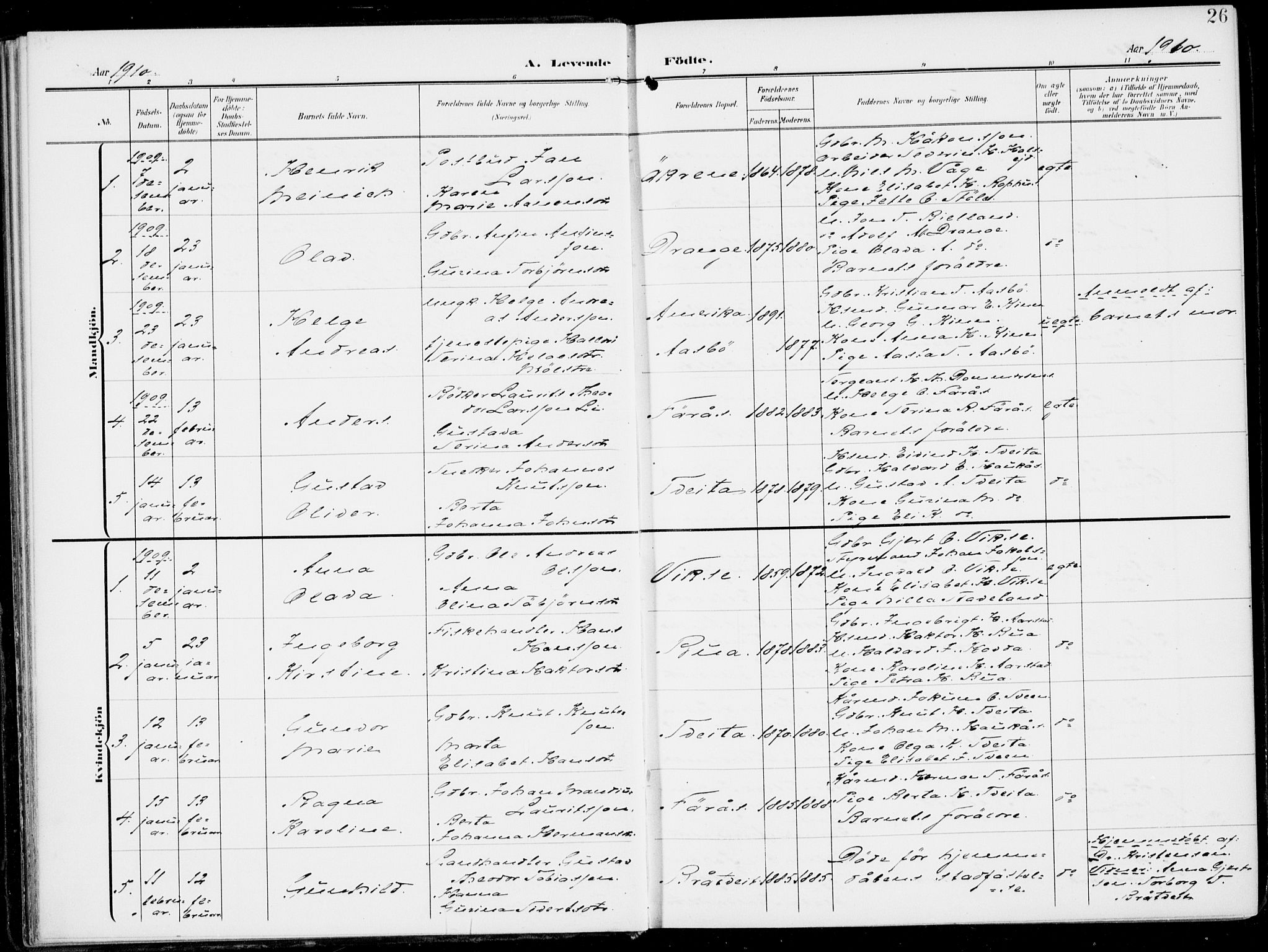 Sveio Sokneprestembete, SAB/A-78501/H/Haa: Parish register (official) no. B  4, 1906-1919, p. 26