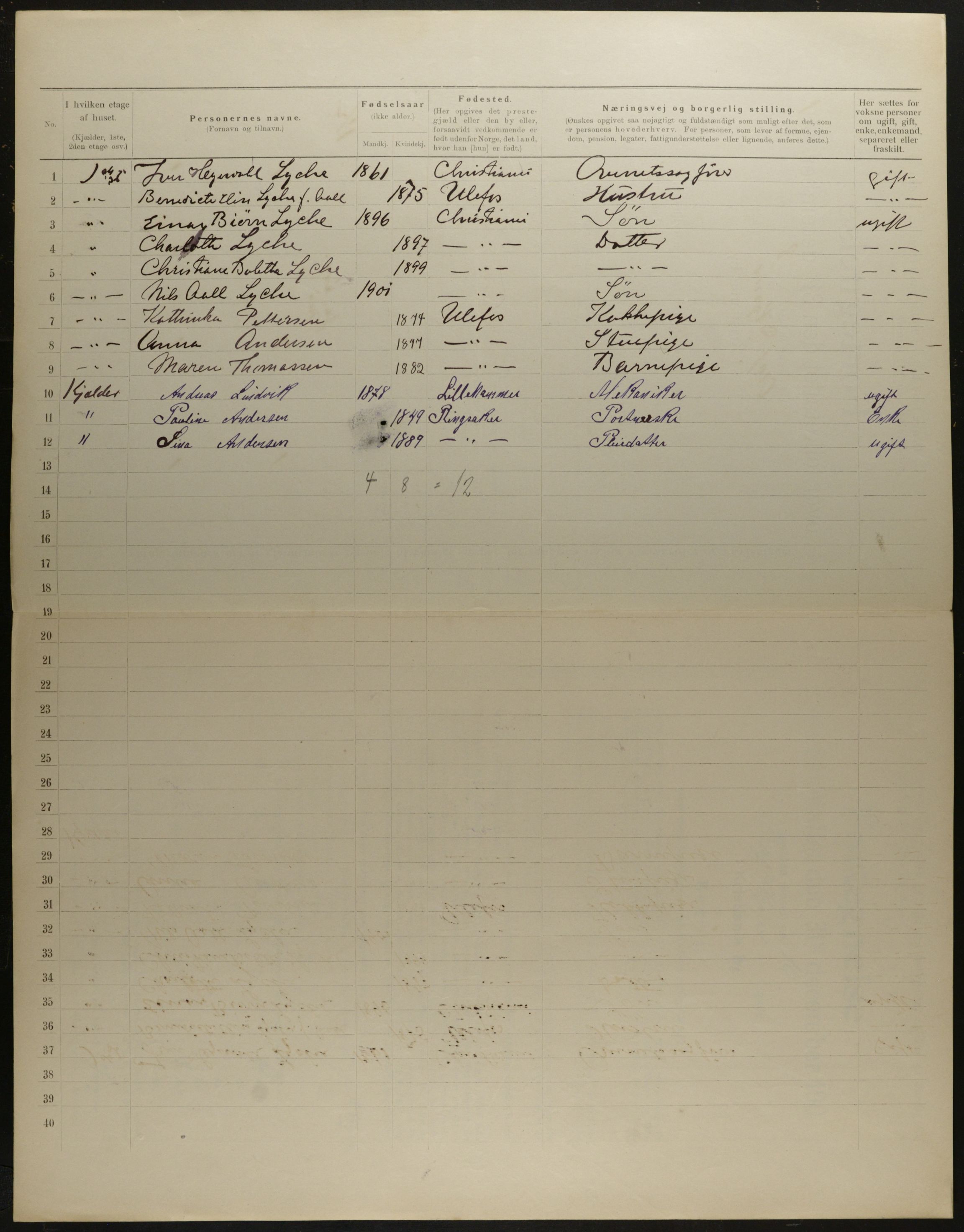 OBA, Municipal Census 1901 for Kristiania, 1901, p. 11545