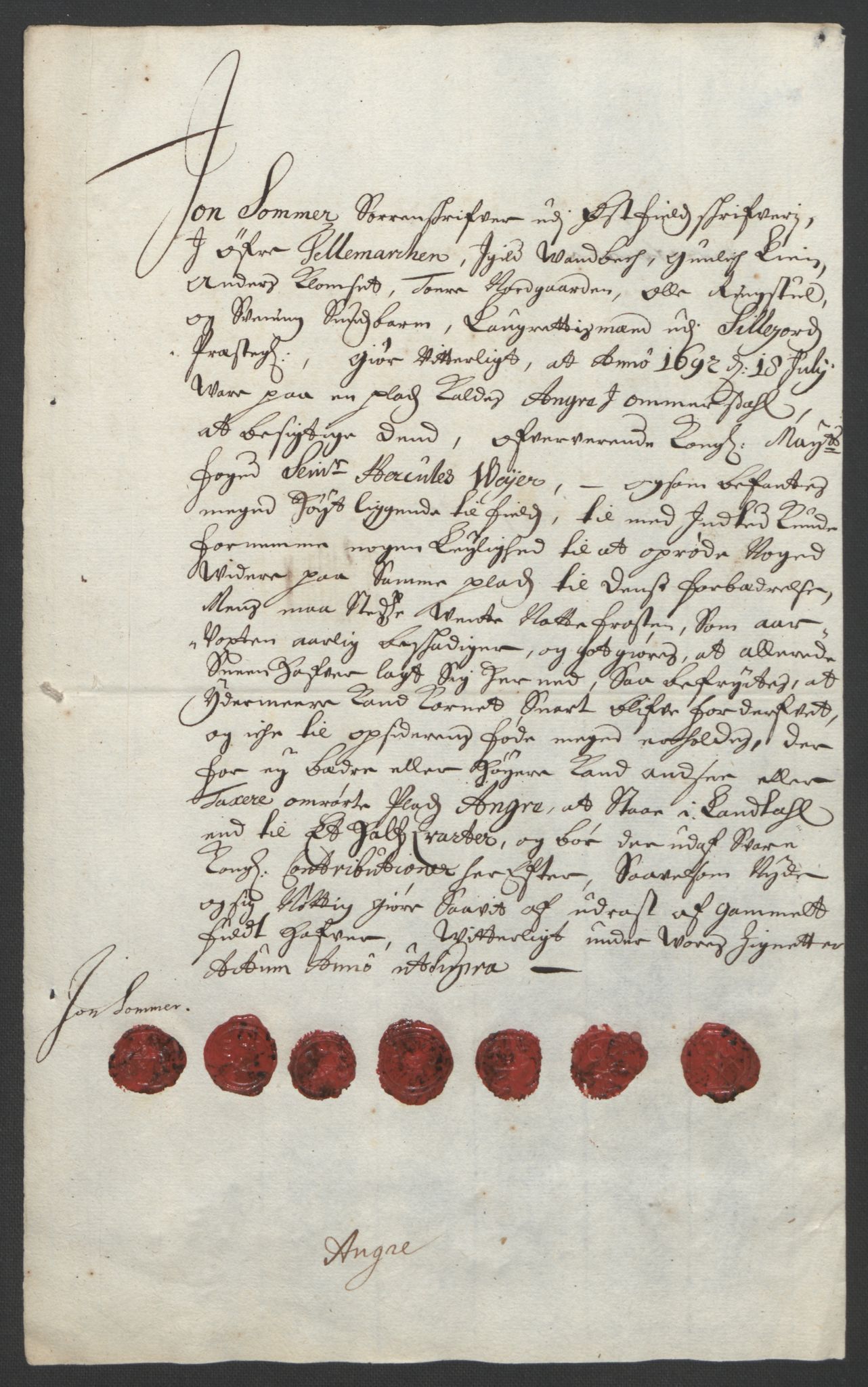 Rentekammeret inntil 1814, Reviderte regnskaper, Fogderegnskap, AV/RA-EA-4092/R35/L2090: Fogderegnskap Øvre og Nedre Telemark, 1692, p. 39