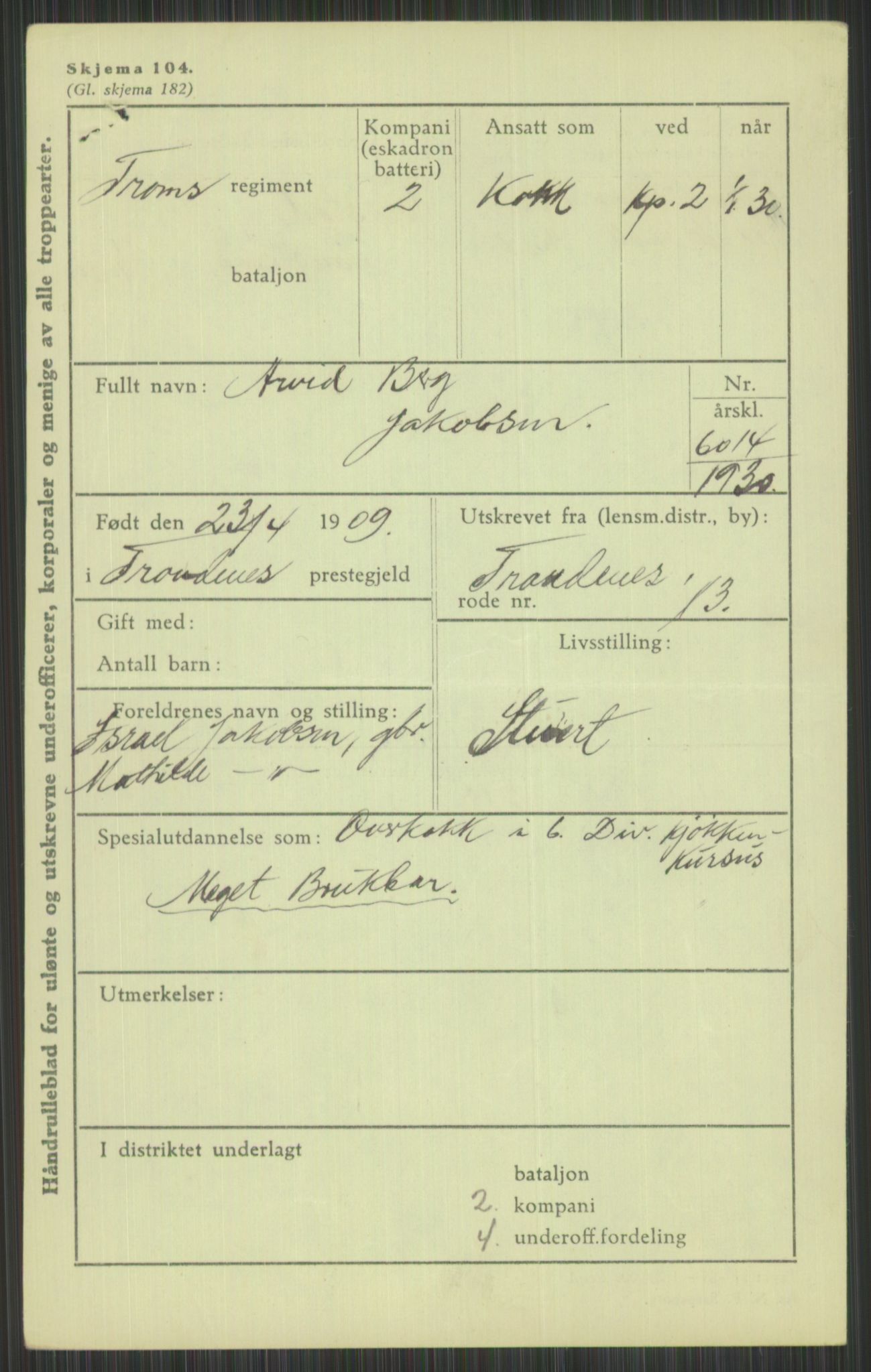 Forsvaret, Troms infanteriregiment nr. 16, AV/RA-RAFA-3146/P/Pa/L0014: Rulleblad for regimentets menige mannskaper, årsklasse 1930, 1930, p. 363