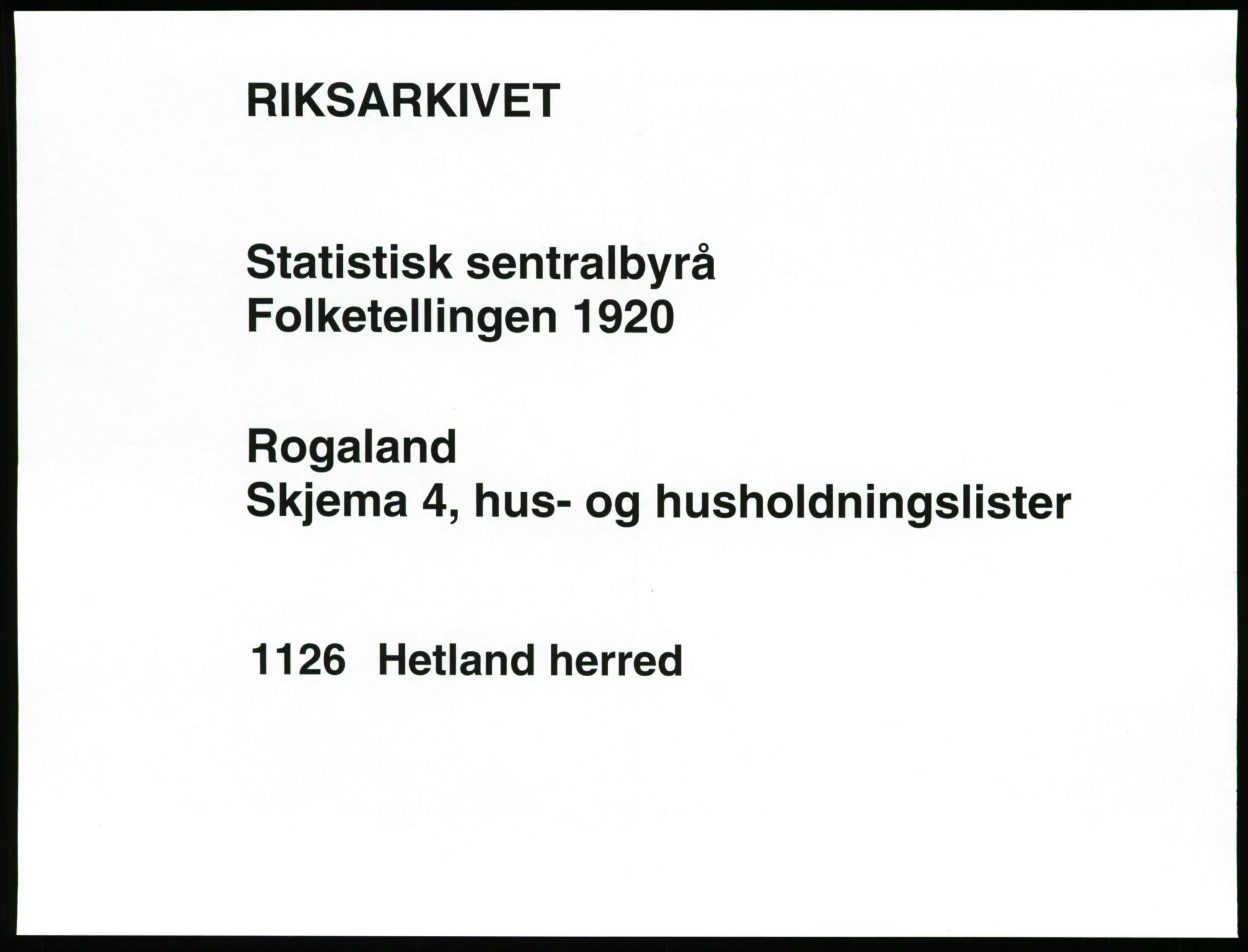 SAST, 1920 census for Hetland, 1920, p. 159