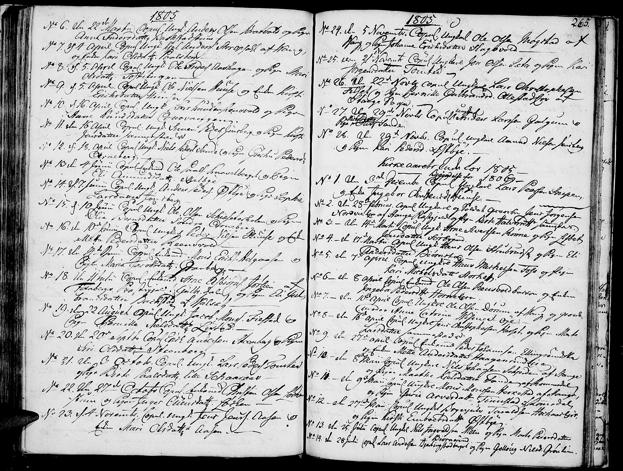 Romedal prestekontor, SAH/PREST-004/K/L0001: Parish register (official) no. 1, 1799-1814, p. 265