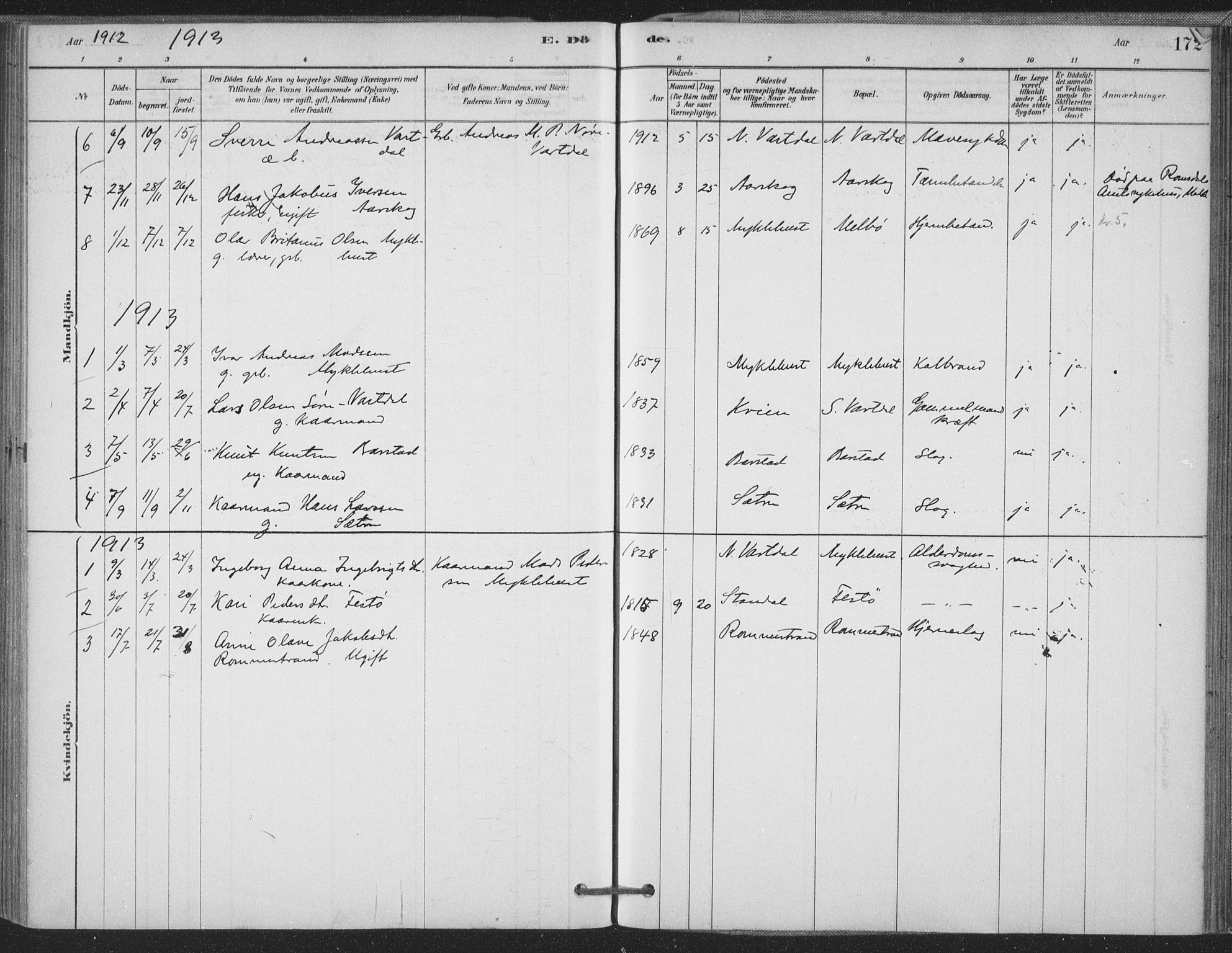 Ministerialprotokoller, klokkerbøker og fødselsregistre - Møre og Romsdal, AV/SAT-A-1454/514/L0199: Parish register (official) no. 514A01, 1878-1912, p. 172