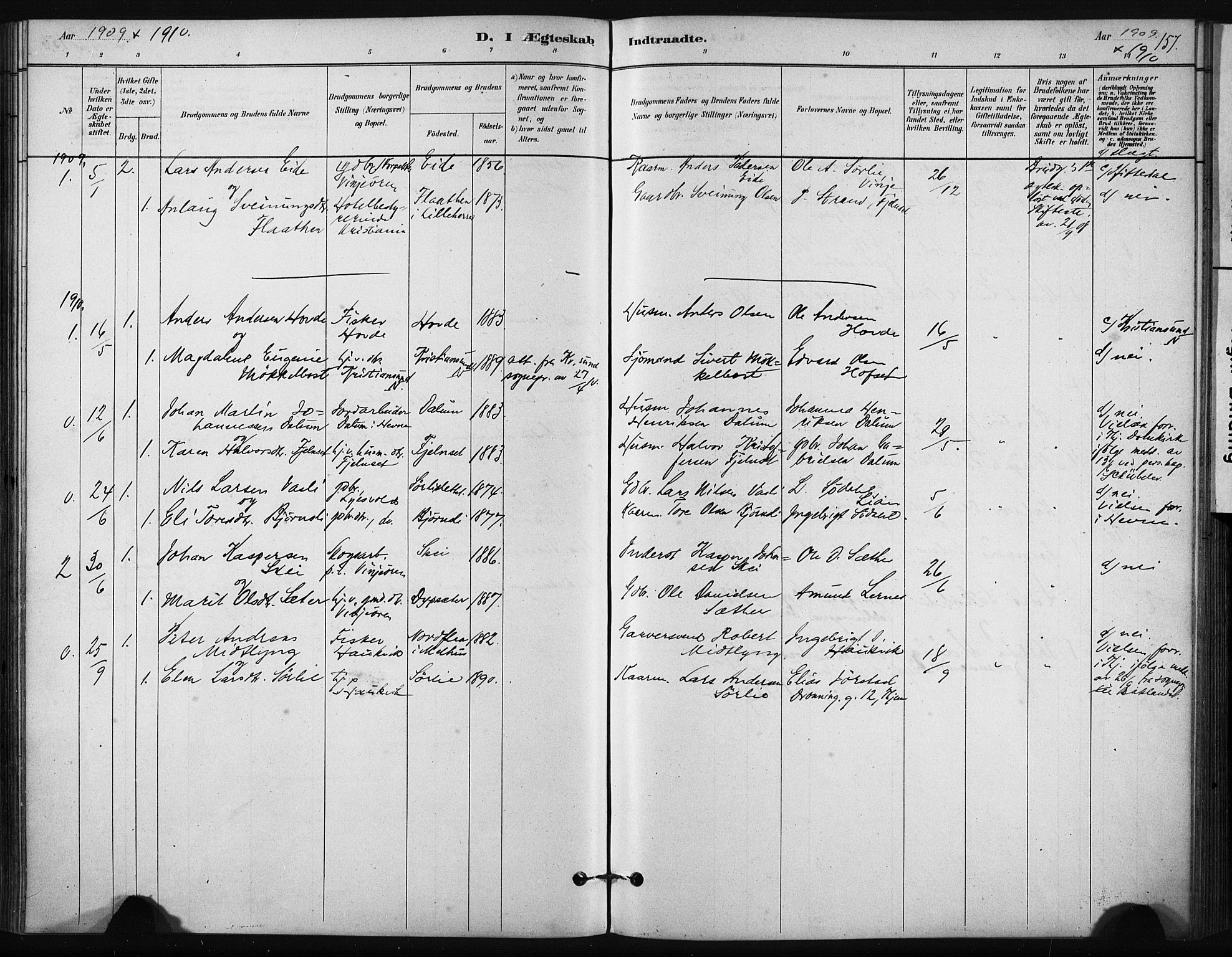 Ministerialprotokoller, klokkerbøker og fødselsregistre - Sør-Trøndelag, SAT/A-1456/631/L0512: Parish register (official) no. 631A01, 1879-1912, p. 157
