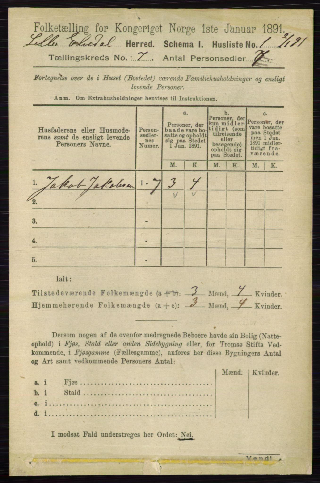 RA, 1891 census for 0438 Lille Elvedalen, 1891, p. 2246