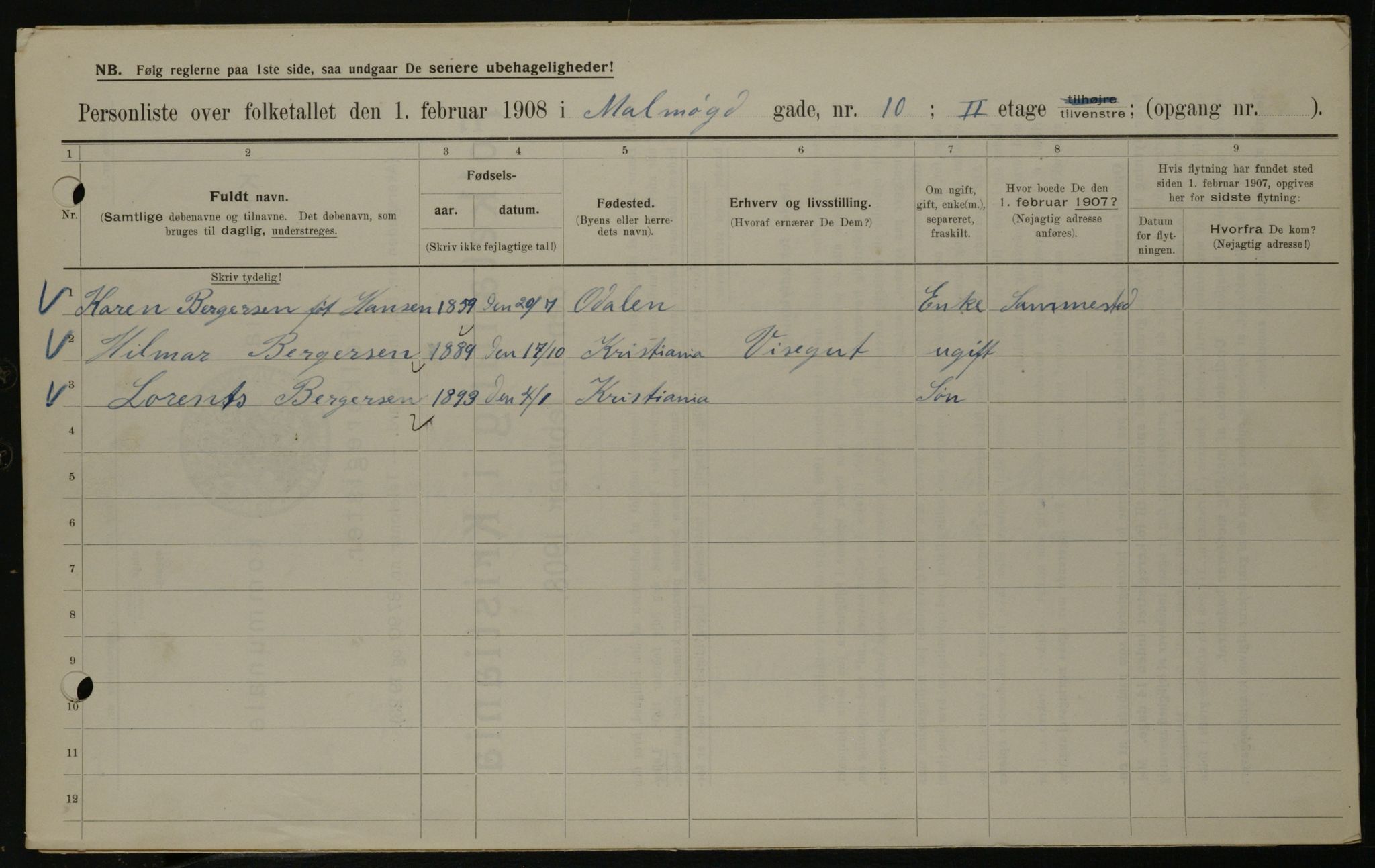 OBA, Municipal Census 1908 for Kristiania, 1908, p. 53817